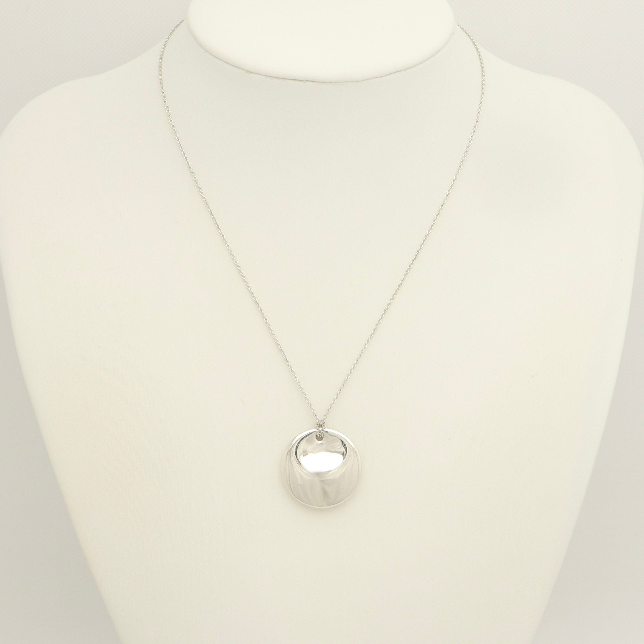 Tiffany & Co. Round Circle Disc Necklace Pendant  Sterling Silver  925