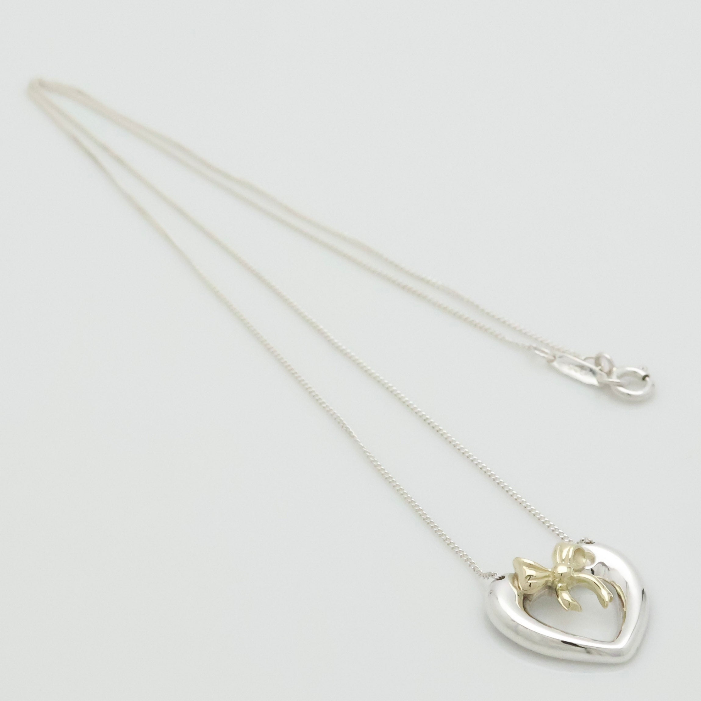 TIFFANY&Co. ハート リボン コンビ ネックレス AG925 AU750