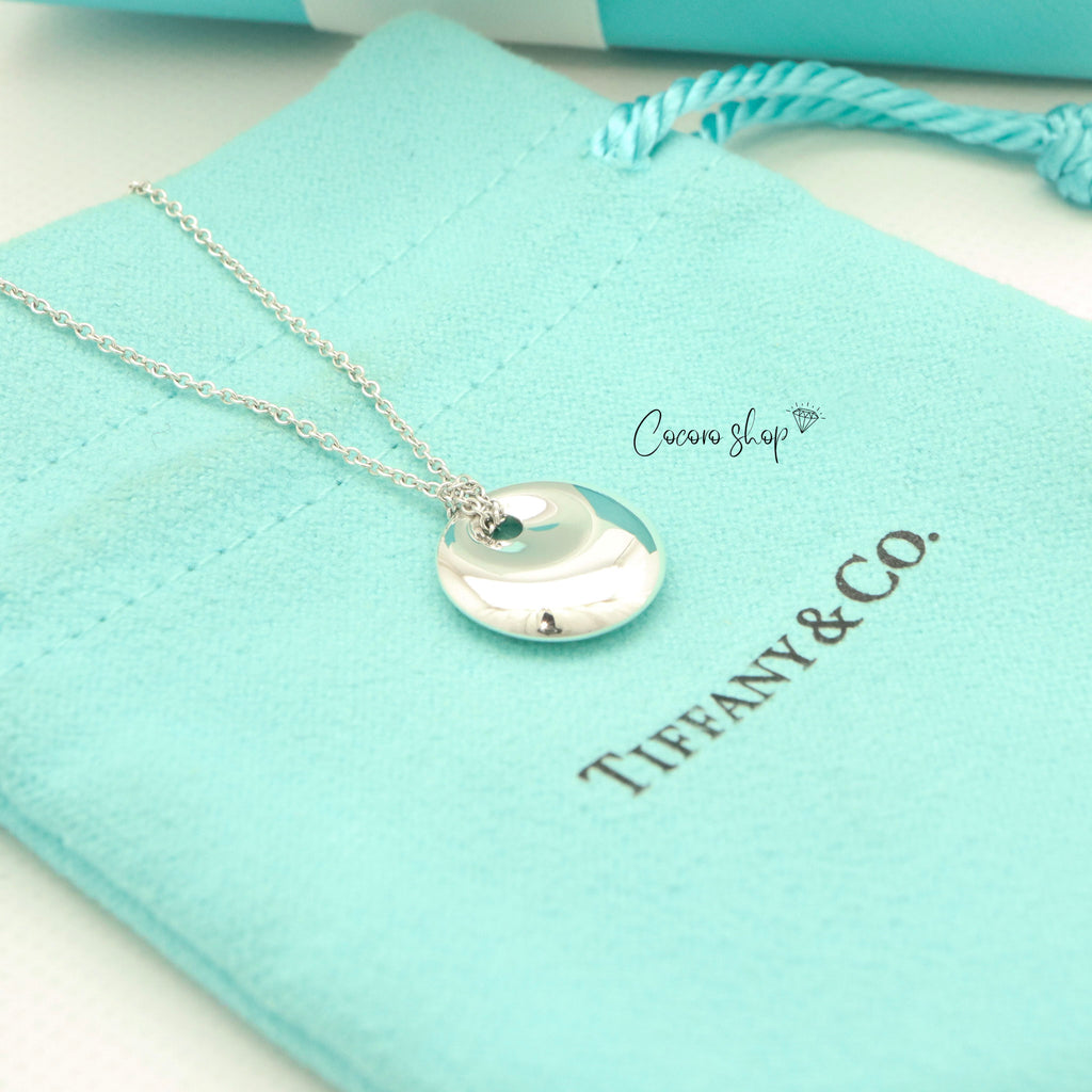 Tiffany & Co. Small Round Circle Disc Necklace Pendant Sterling Silver 925