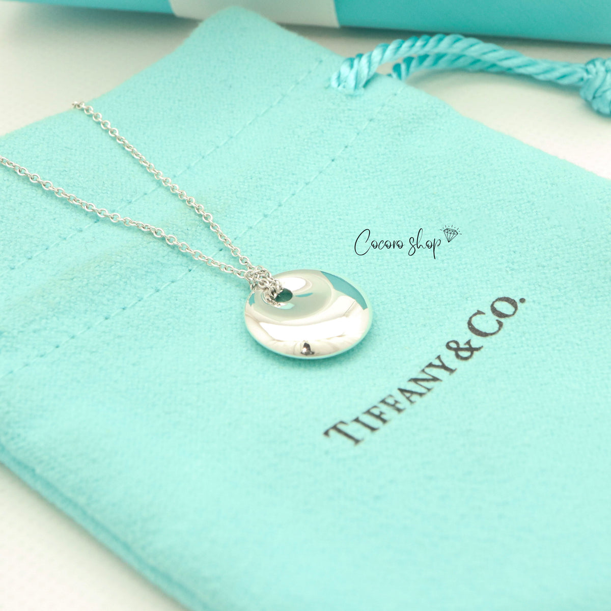 Tiffany & Co. Small Round Circle Disc Necklace Pendant Sterling Silver 925