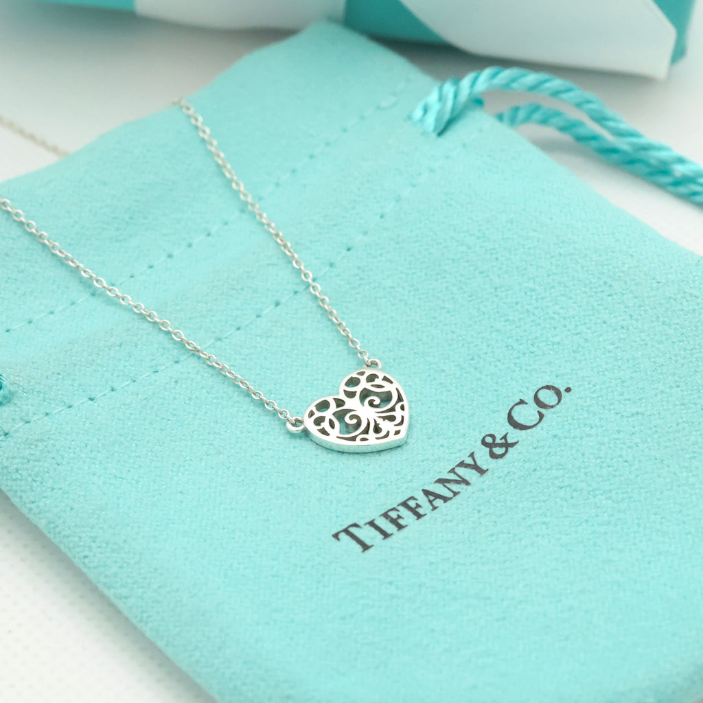 Tiffany & Co. Enchant Heart Pendant Necklace Sterling Silver 925