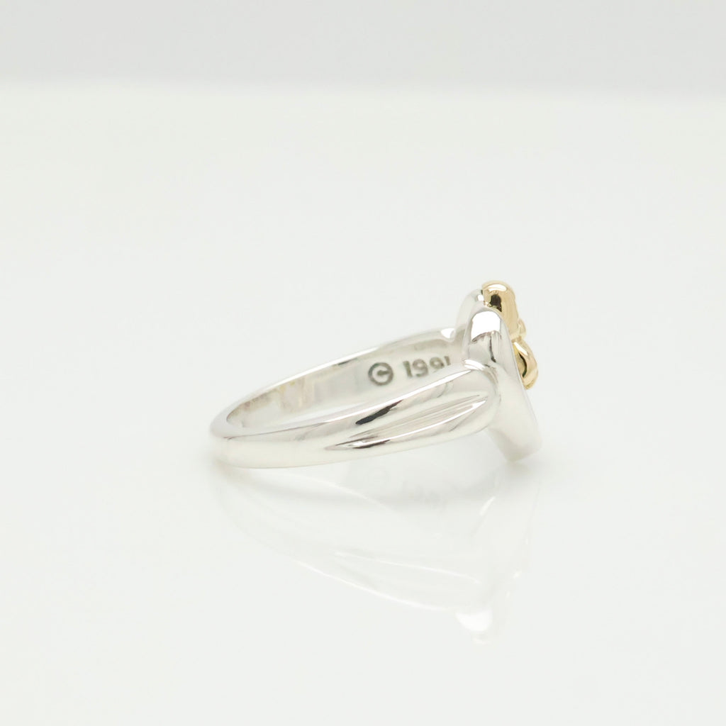 TIFFANY&Co. ハート リボン コンビ イエローゴールド リング 7 号 AG925 AU750