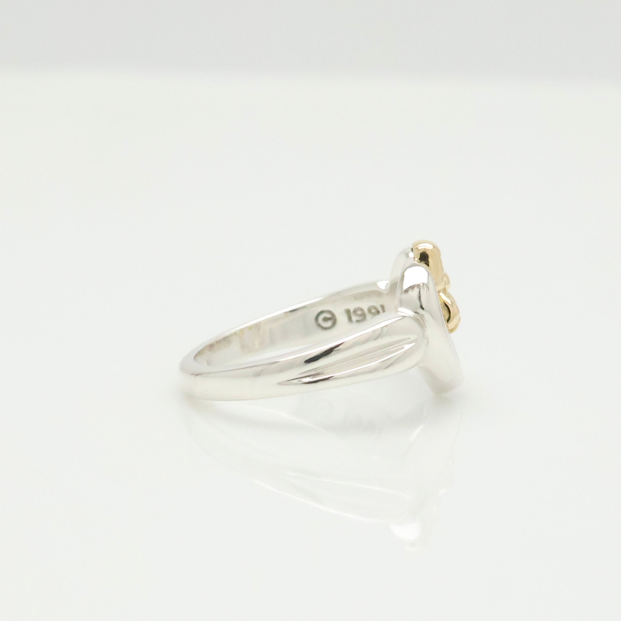 TIFFANY&Co. ハート リボン コンビ イエローゴールド リング 7 号 AG925 AU750