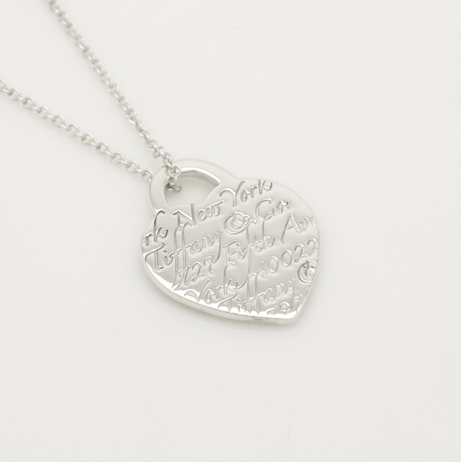 Tiffany & Co. Notes I LOVE YOU Heart Pendant Necklace Sterling Silver 925