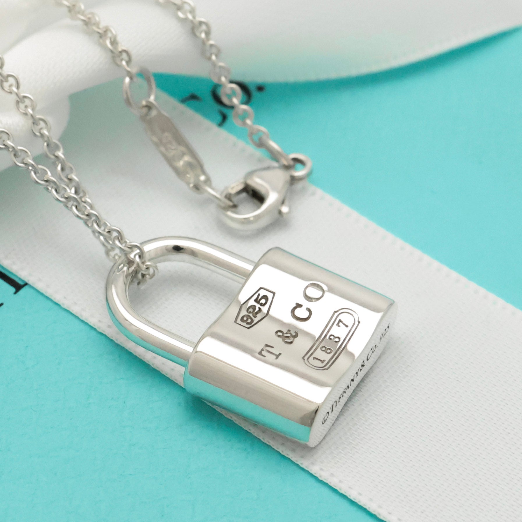 Tiffany & Co. 1837 Lock Padlock Necklace Pendant  Sterling Silver 925