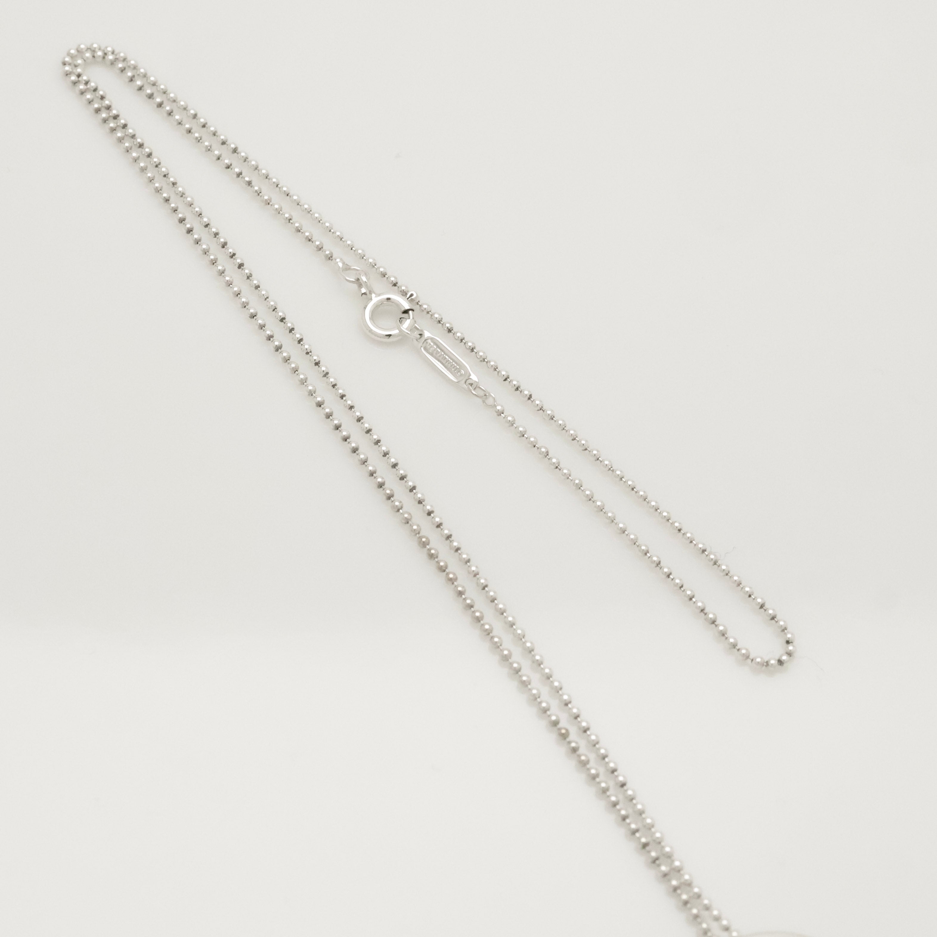  Tiffany & Co. Letter M Notes Initial Disc Necklace Sterling Silver 925