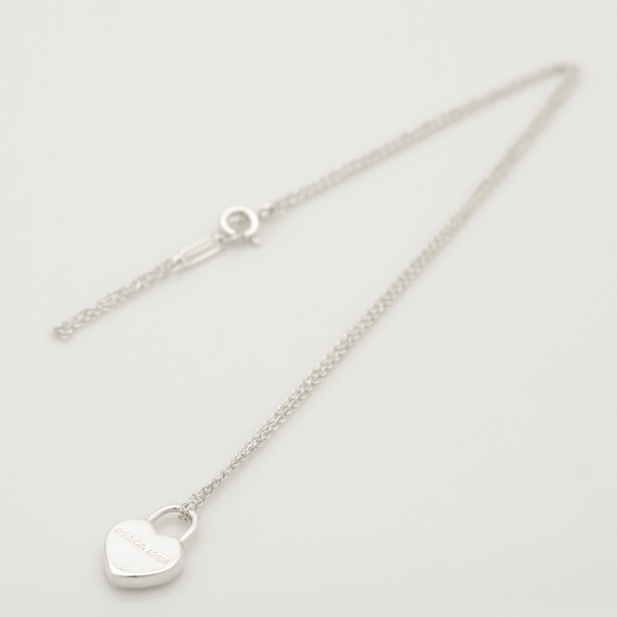  Tiffany & Co. Return to Mini Heart Lock Padlock Necklace  Sterling Silver 925