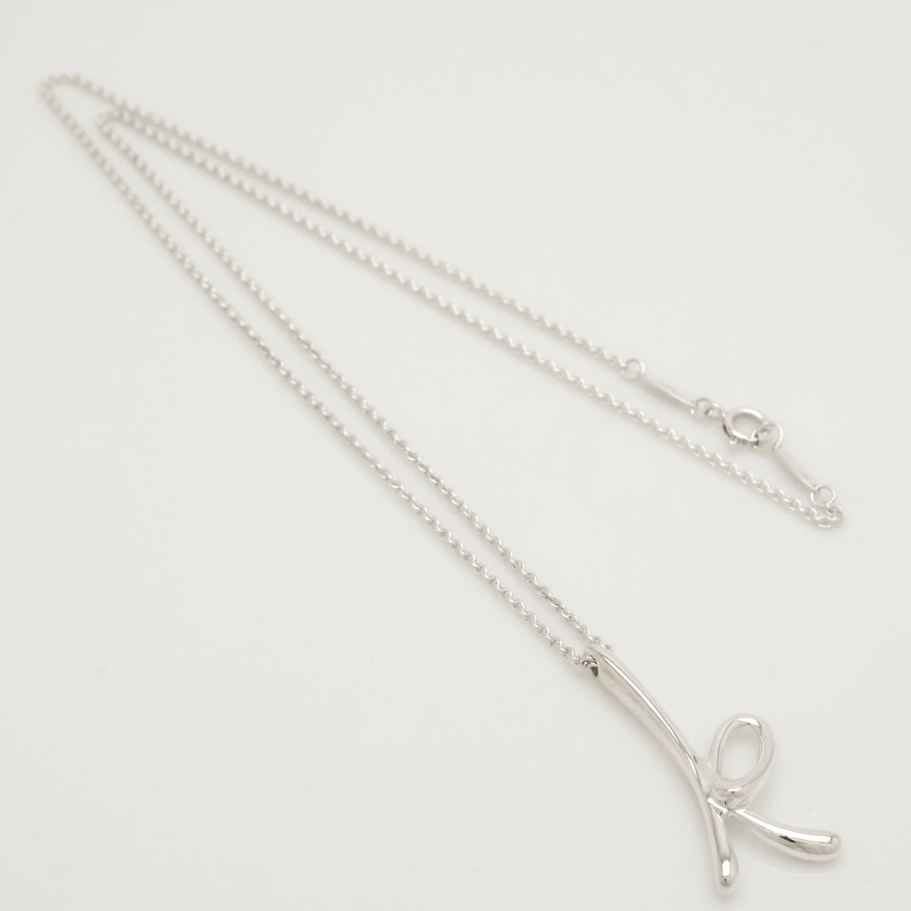 Tiffany & Co. Initial Letter "K" Pendant Necklace Sterling Silver 925