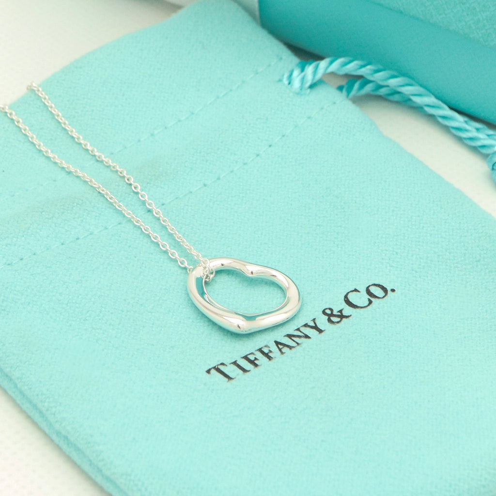 Tiffany & Co. Open Heart Pendant Necklace Sterling Silver 925