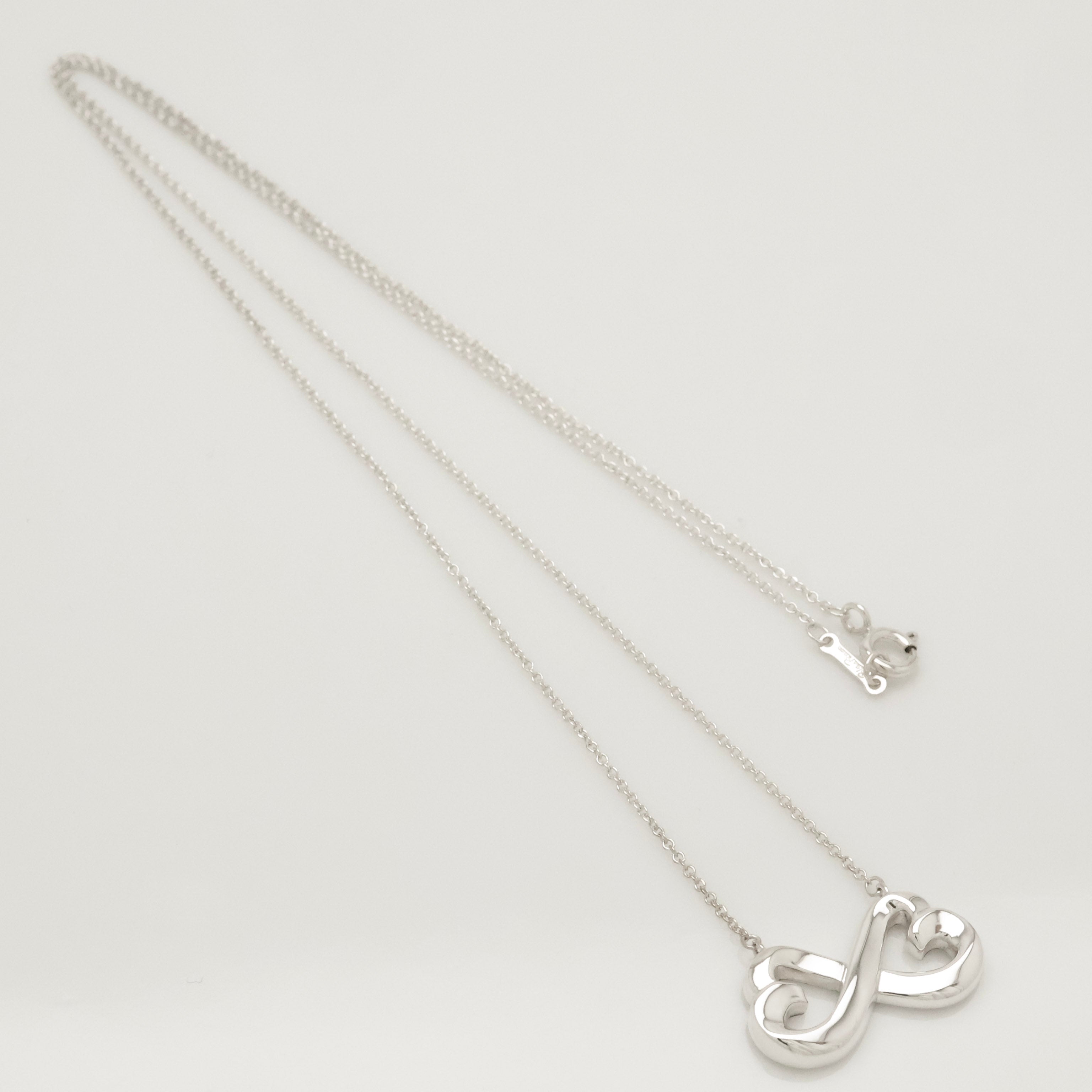  Tiffany & Co. Picasso Double Loving Heart Necklace Sterling Silver 925