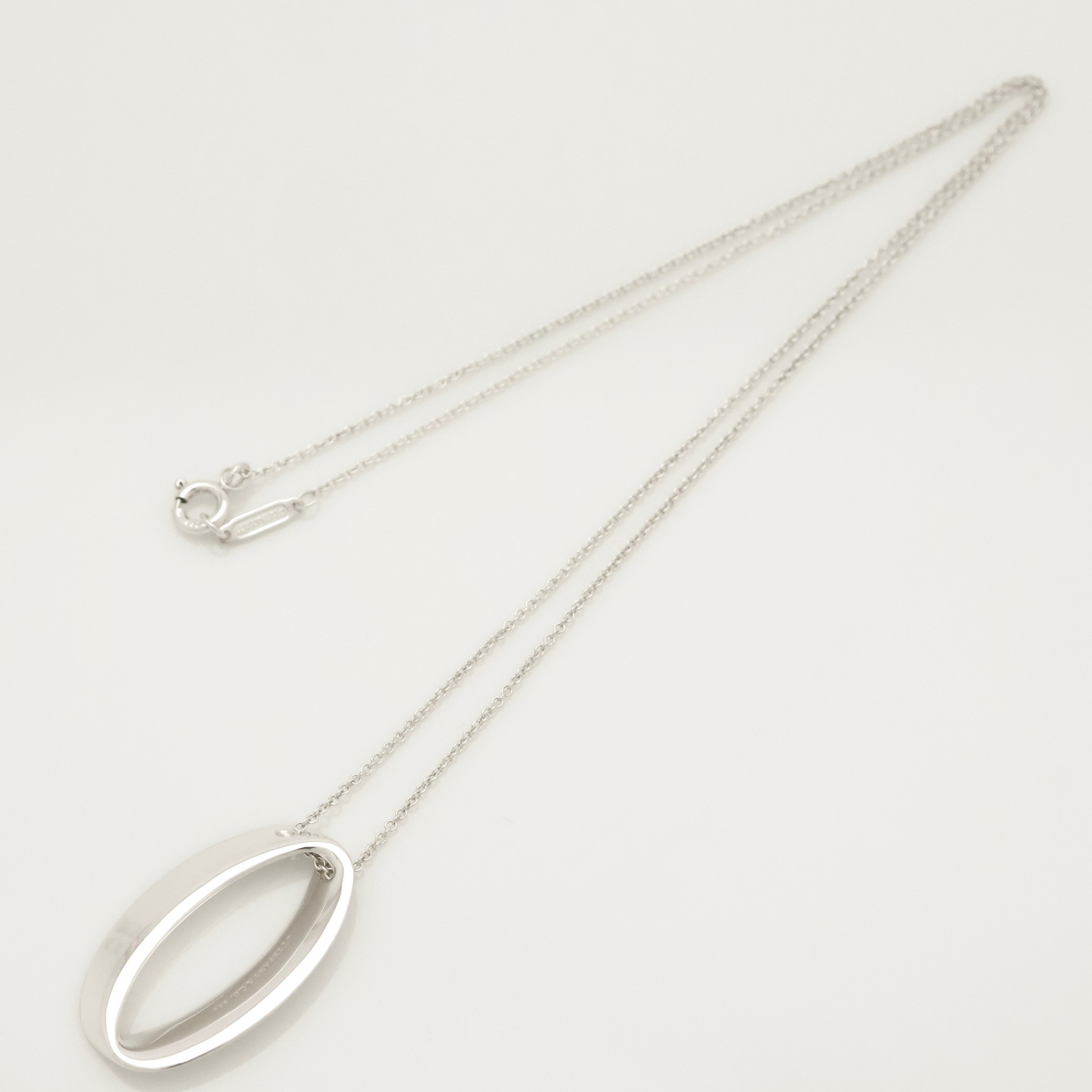 Tiffany & Co. 3D Geometric Oval Necklace Sterling Silver 925