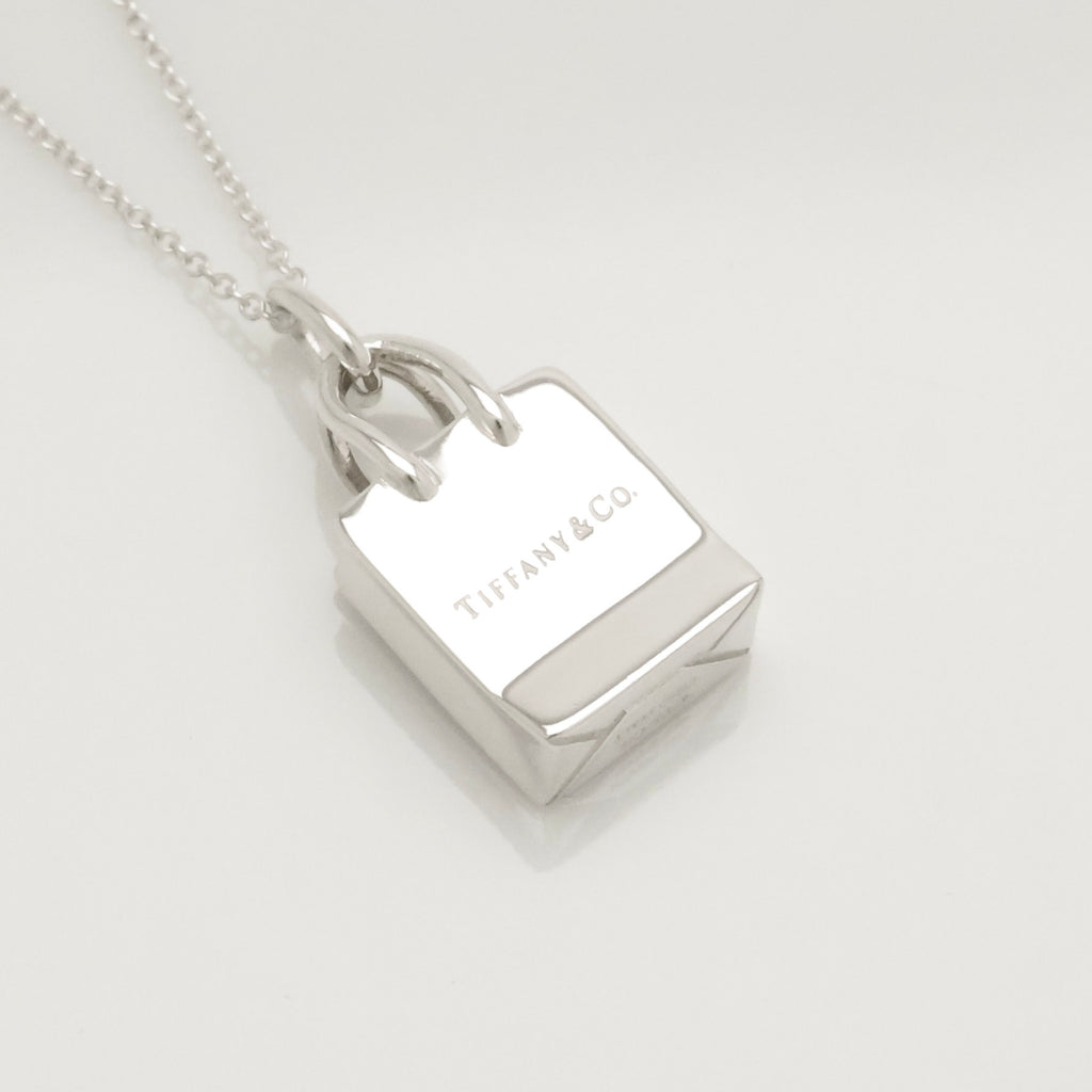 Tiffany & Co. Shopping Bag Pendant Charm Necklace Sterling Silver 925