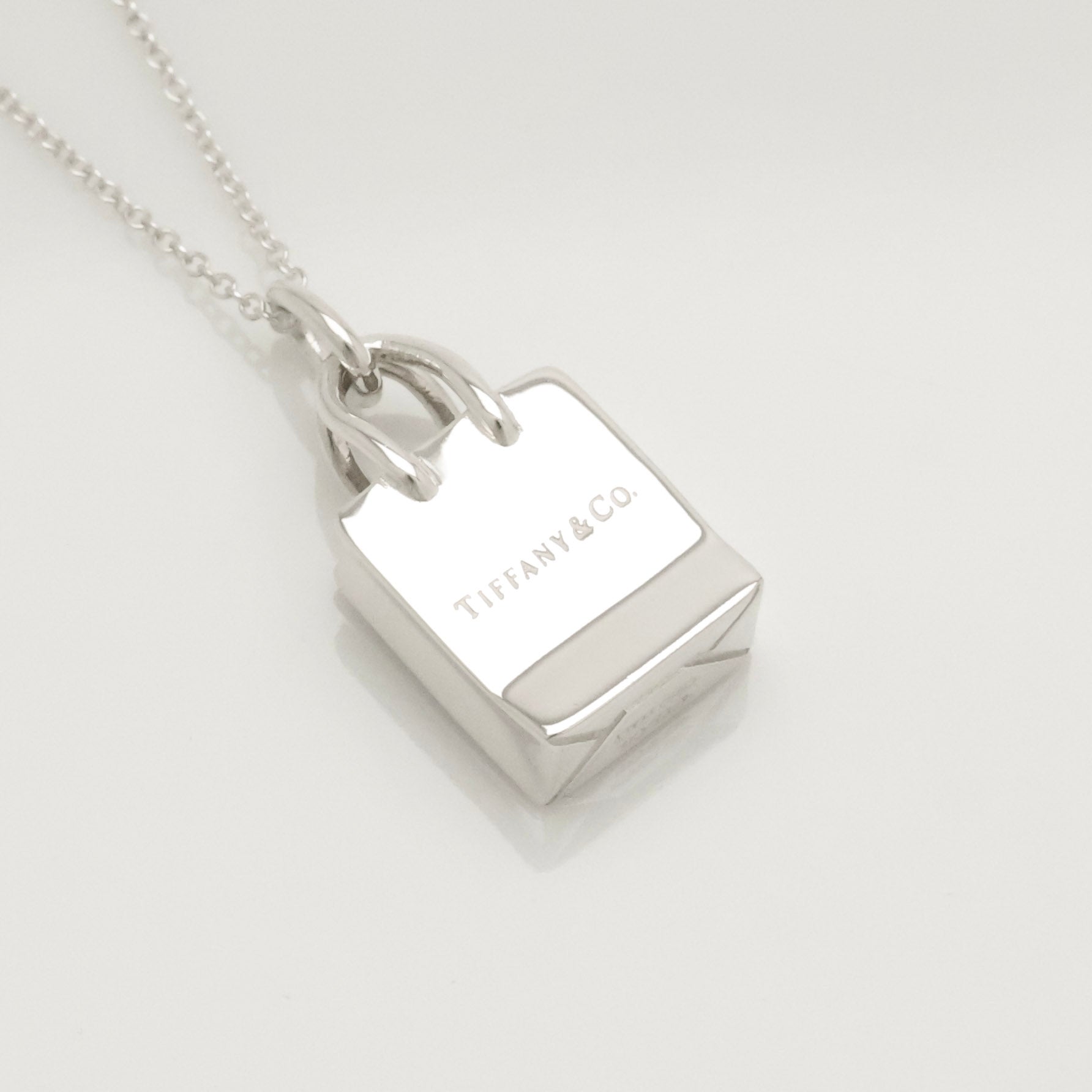 Tiffany & Co. Shopping Bag Pendant Charm Necklace Sterling Silver 925
