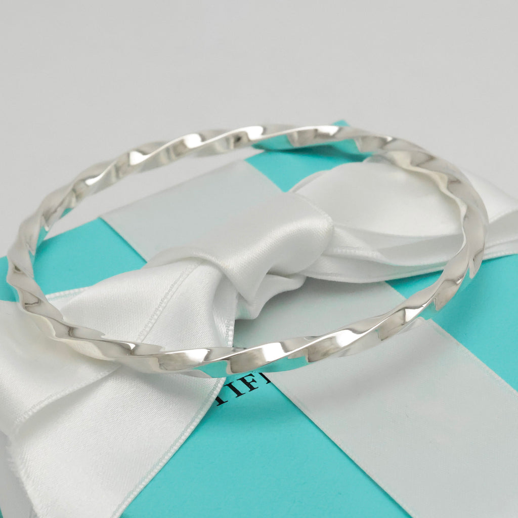 Tiffany & Co. Twist Knife Edge Bangle Bracelet Sterling Silver 925