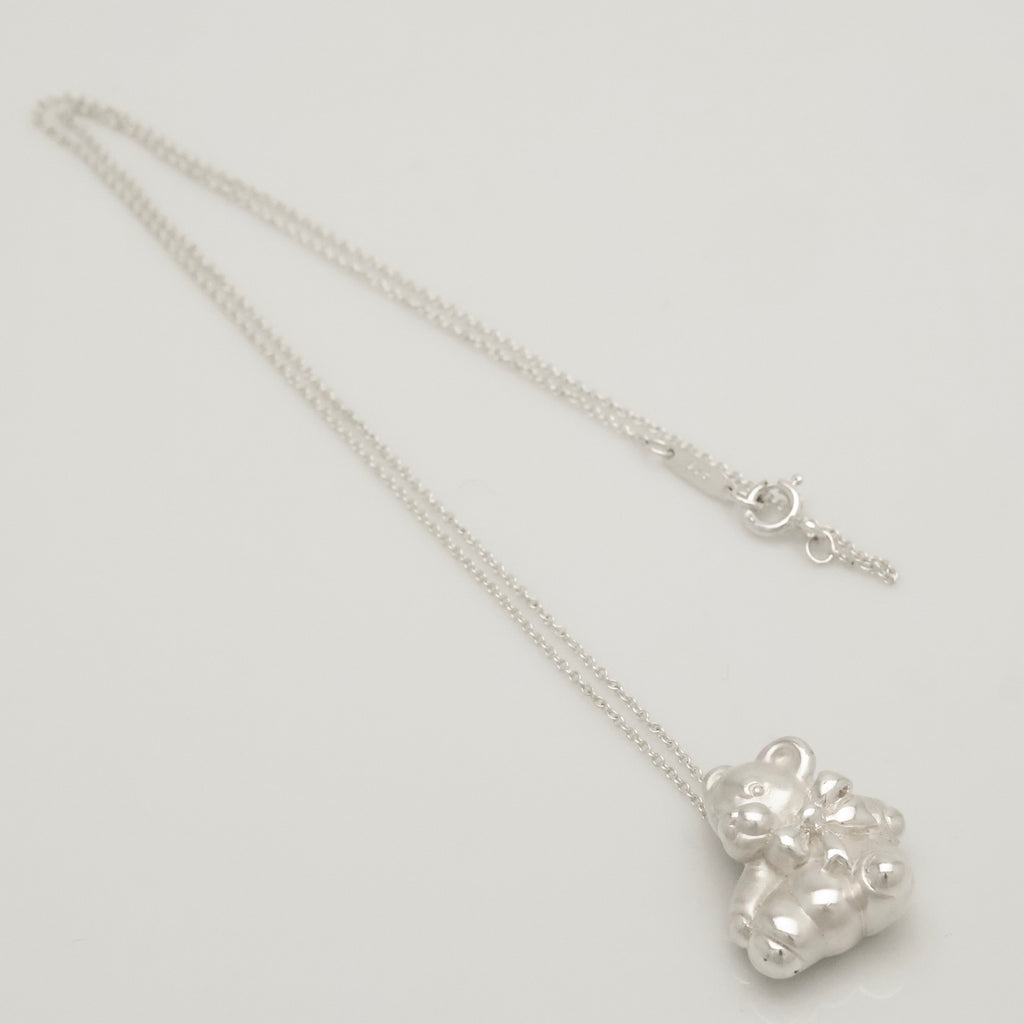 Tiffany & Co. Teddy Bear Ribbon Bow Necklace Sterling Silver 925