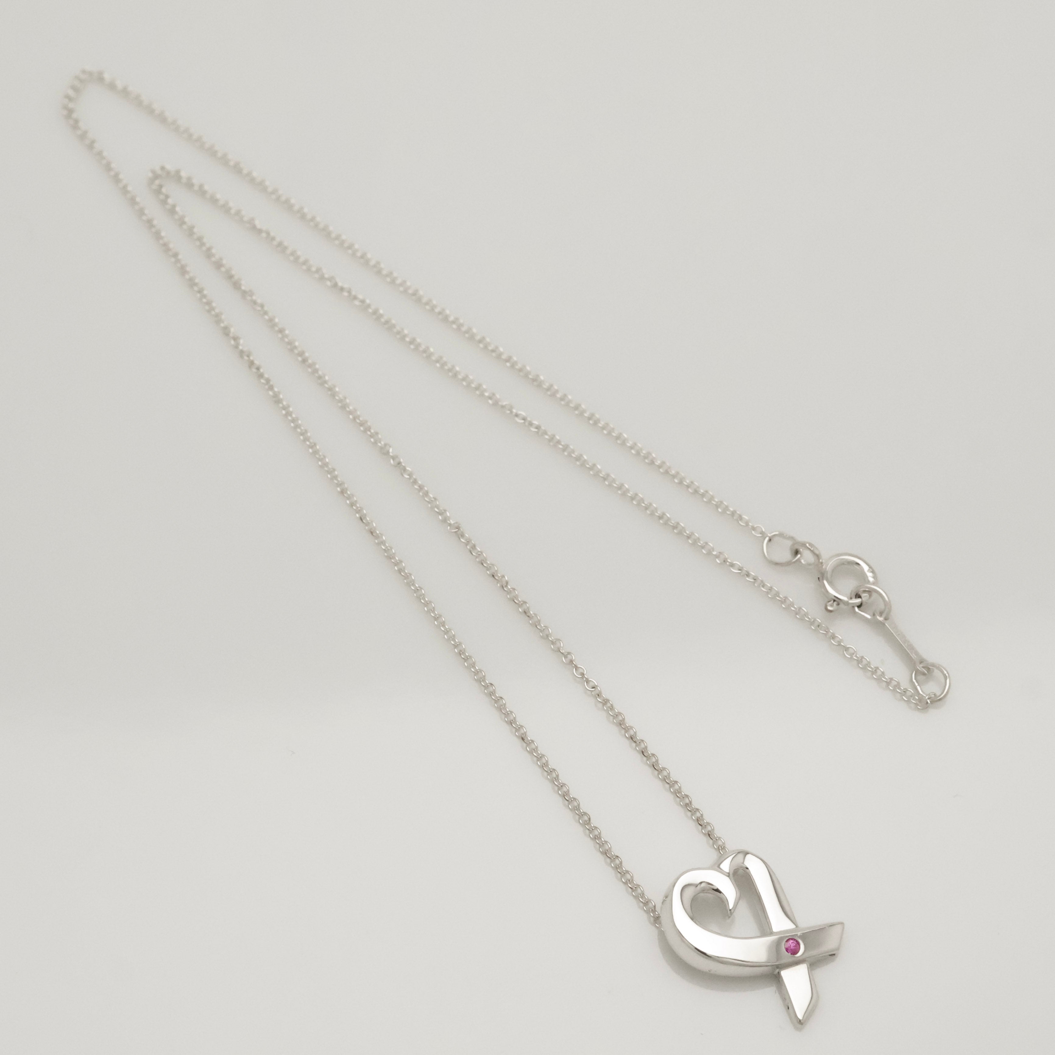 TIFFANY&Co. ラビング ハート 1P ピンクサファイア パロマピカソ ネックレス AG925