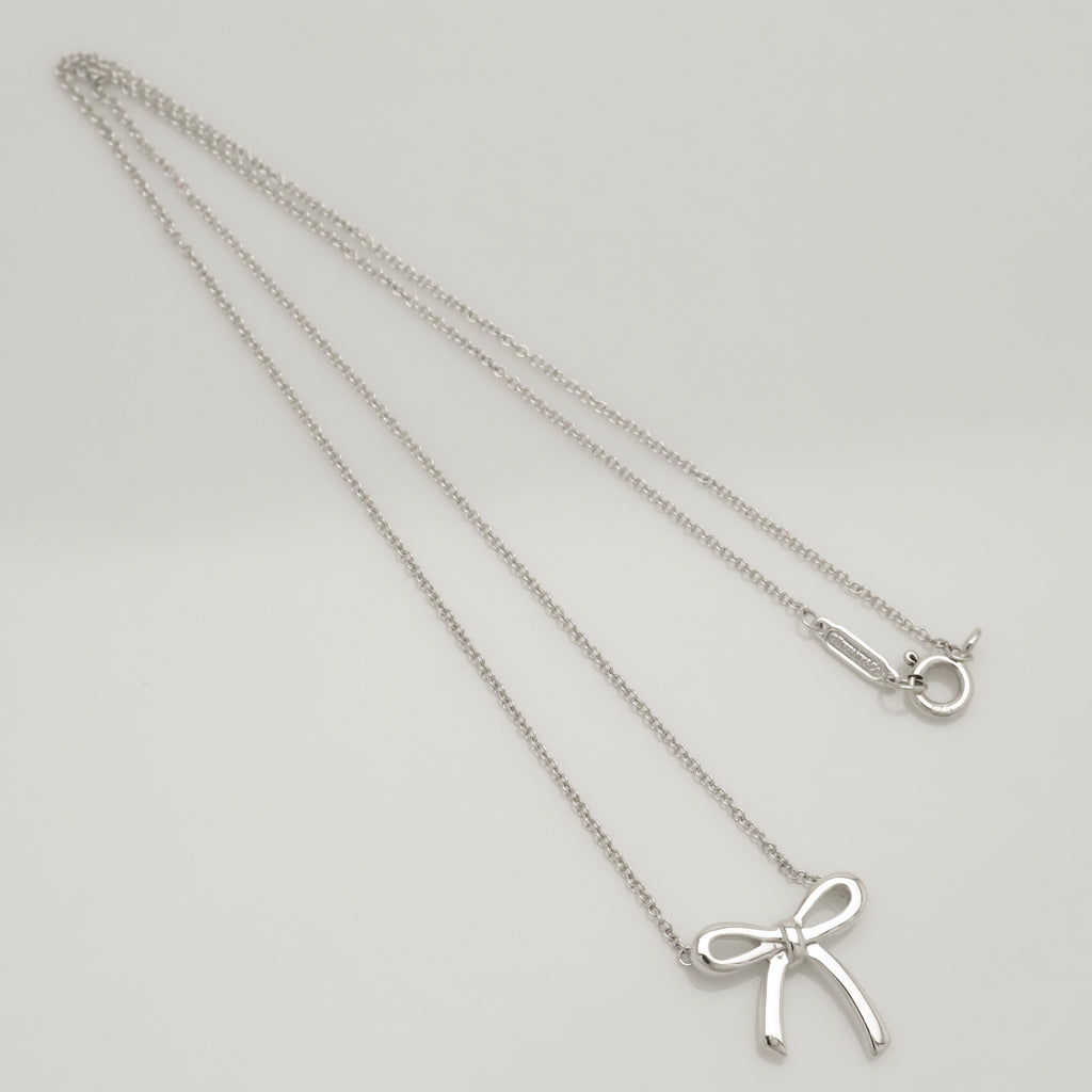 Tiffany & Co. Ribbon Bow Necklace Pendant  Sterling Silver 925 