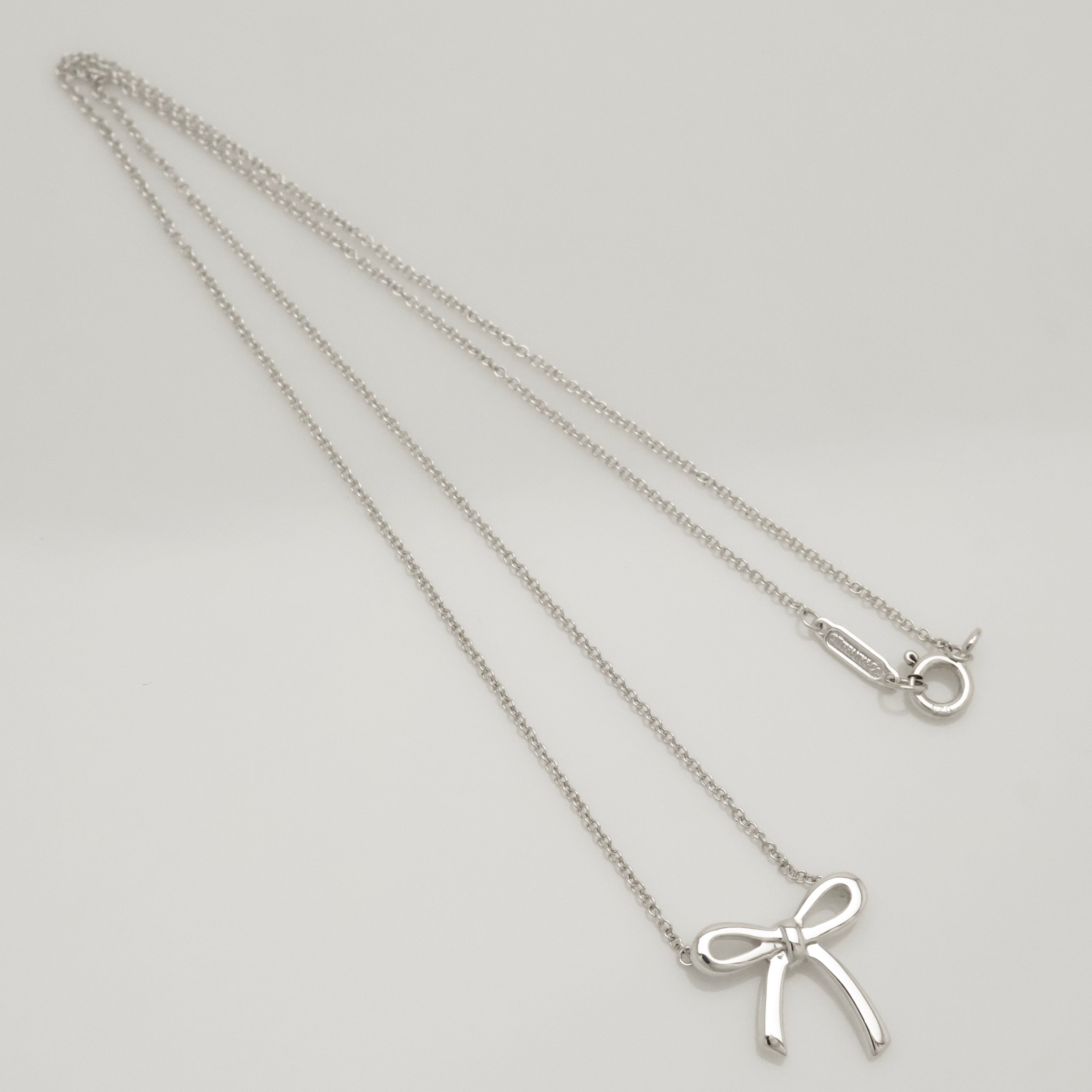Tiffany & Co. Ribbon Bow Necklace Pendant  Sterling Silver 925 
