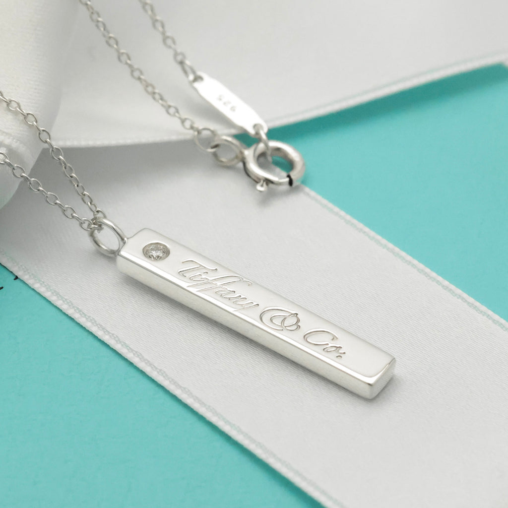 TIFFANY&Co. ノーツ バー 1P ダイヤモンド ネックレス AG925