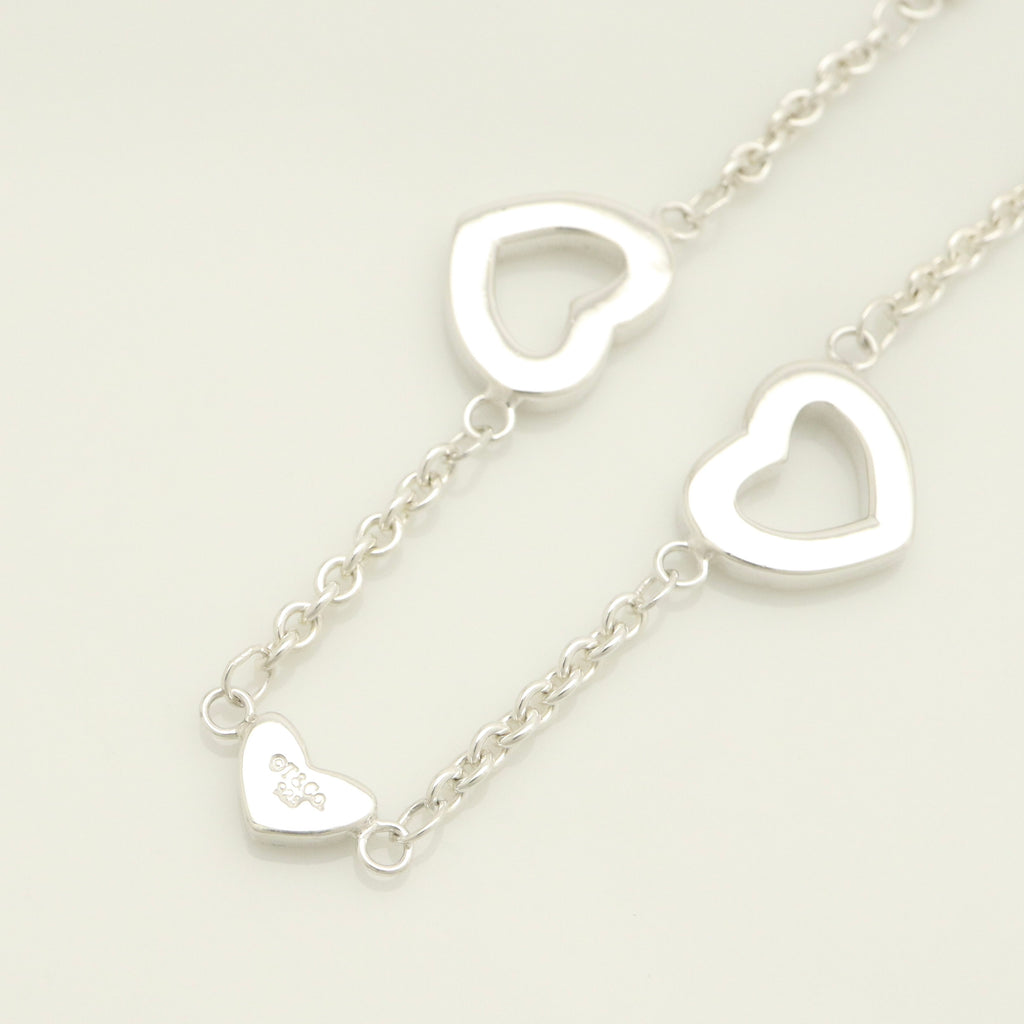 Tiffany & Co. Heart Link Lariat Toggle Bracelet Sterling Silver 925