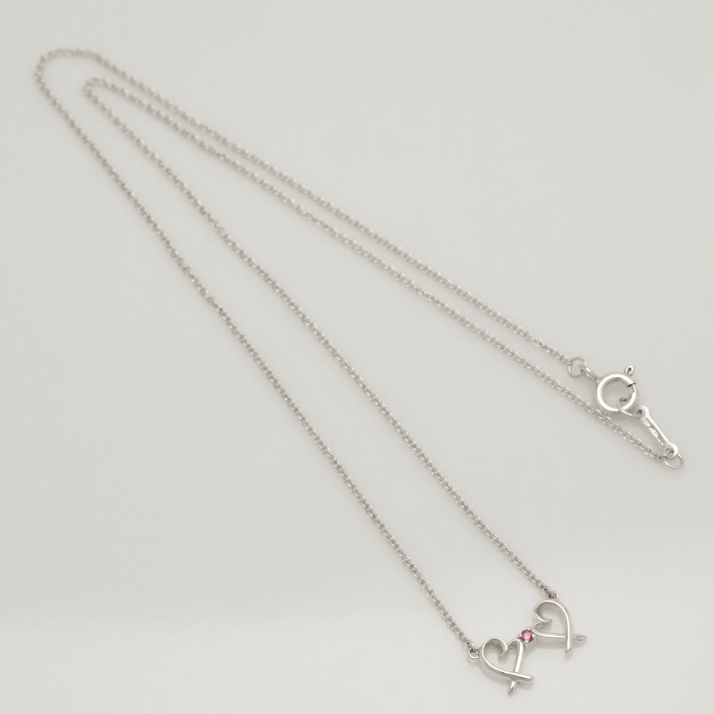 TIFFANY&Co. ダブル ラビング ハート 1P ピンクサファイア パロマピカソ ネックレス AG925