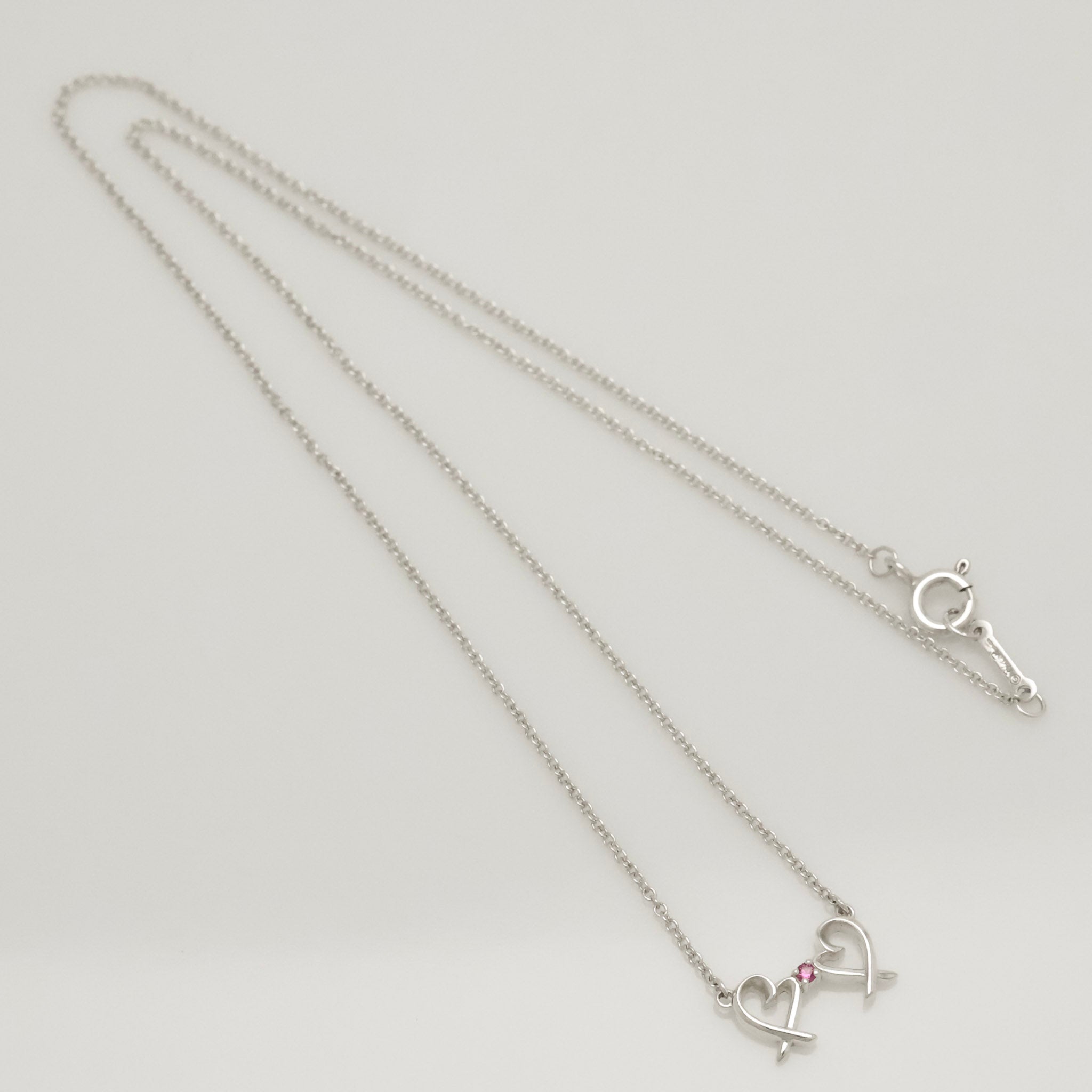 TIFFANY&Co. ダブル ラビング ハート 1P ピンクサファイア パロマピカソ ネックレス AG925