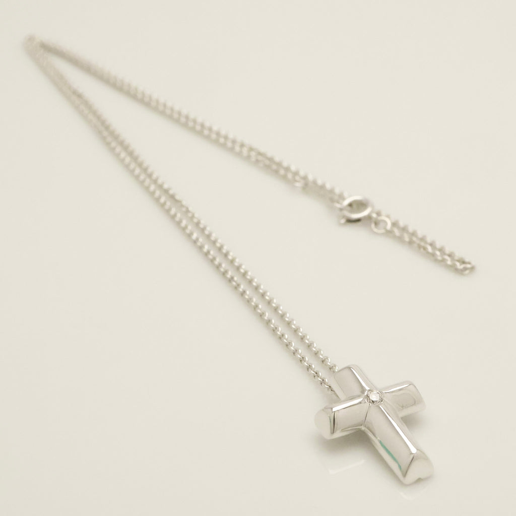 Tiffany & Co. Tenderness Cross Diamond Necklace Sterling Silver 925