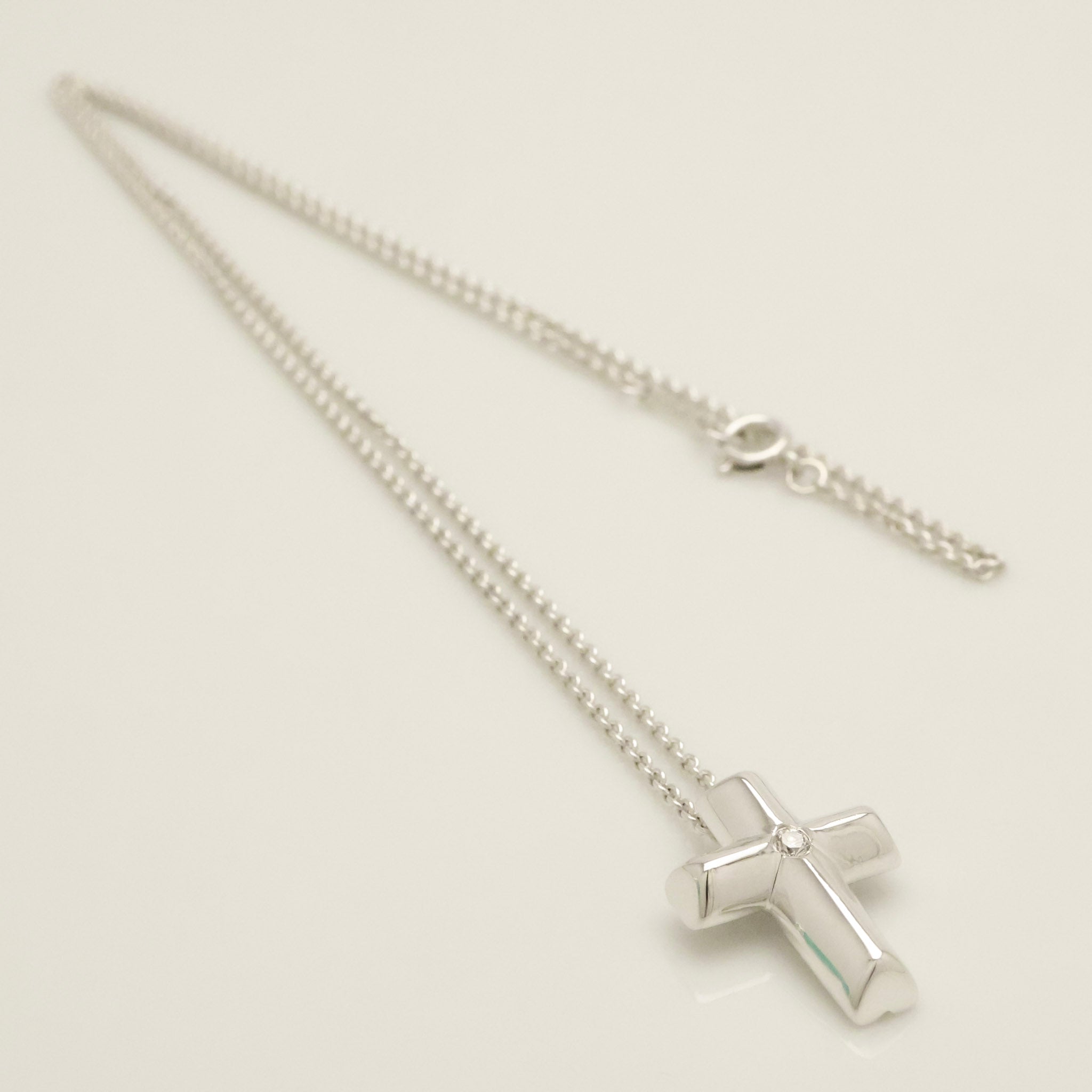 Tiffany & Co. Tenderness Cross Diamond Necklace Sterling Silver 925