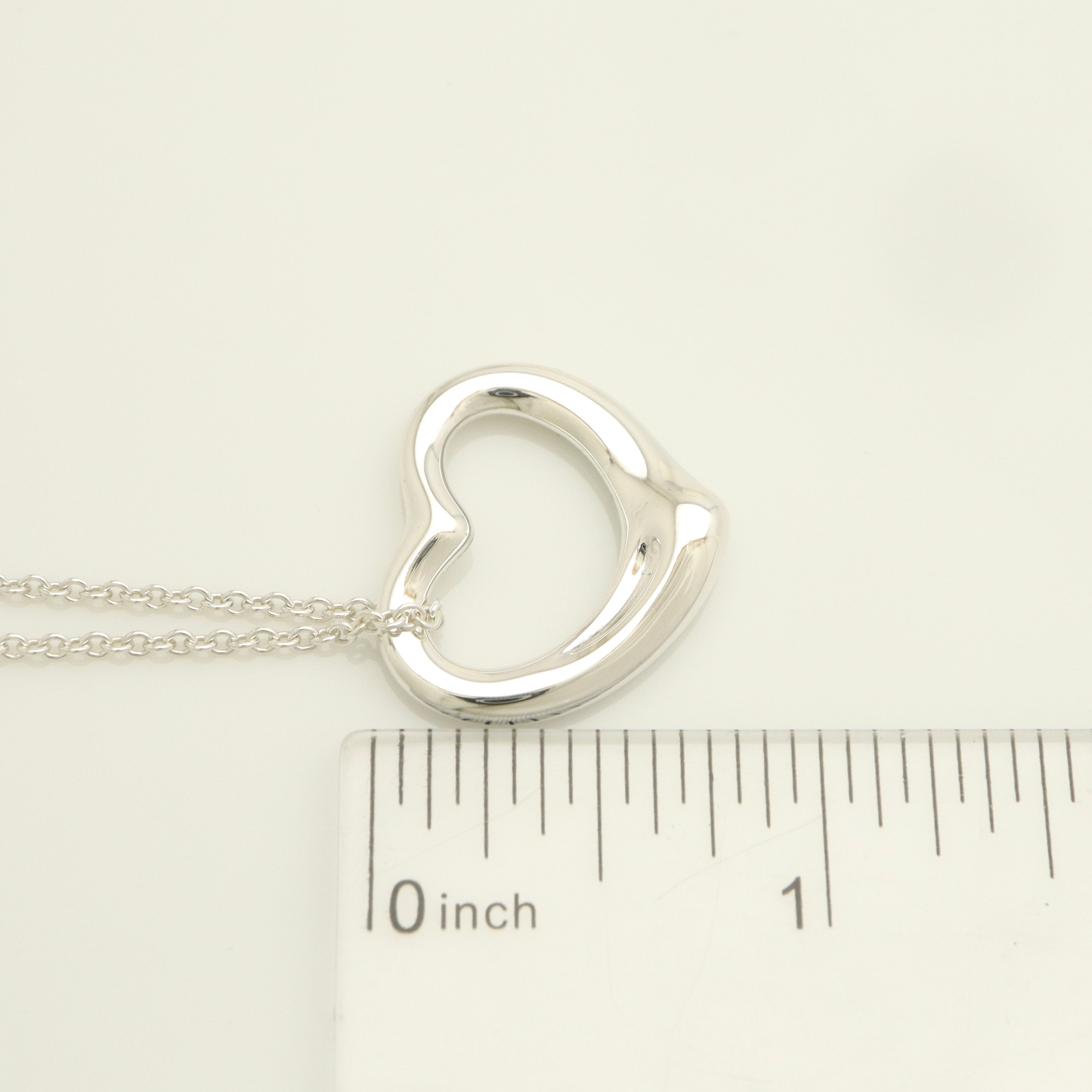 Tiffany & Co. Open Heart Pendant Necklace Sterling Silver 925
