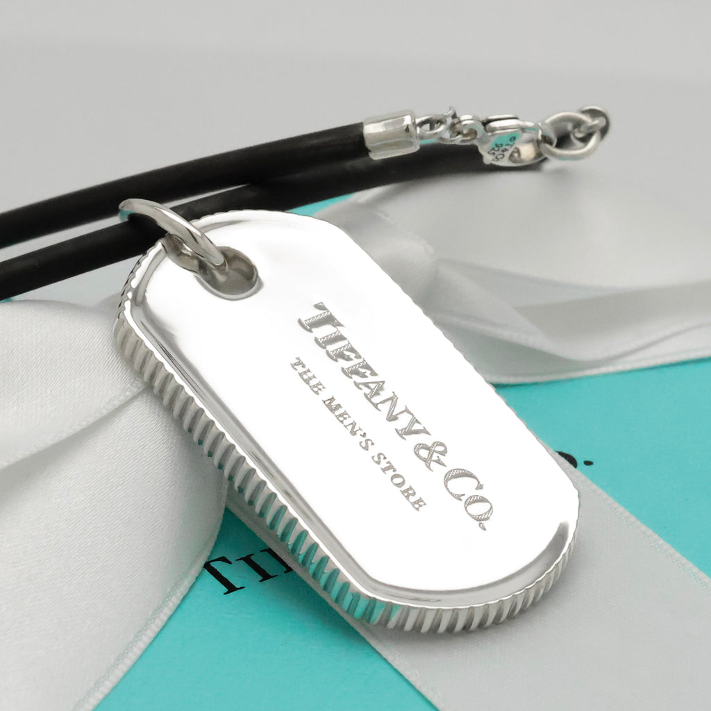 TIFFANY&Co. コイン エッジ ドッグ タグ ラバー コード ネックレス AG925