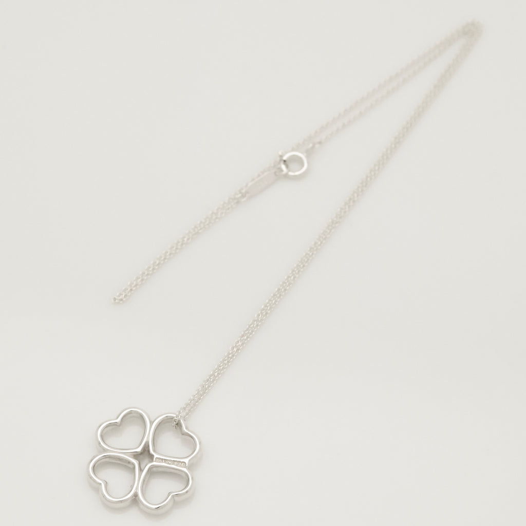  Tiffany & Co. Four Hearts Clover Necklace Pendant Sterling Silver 925