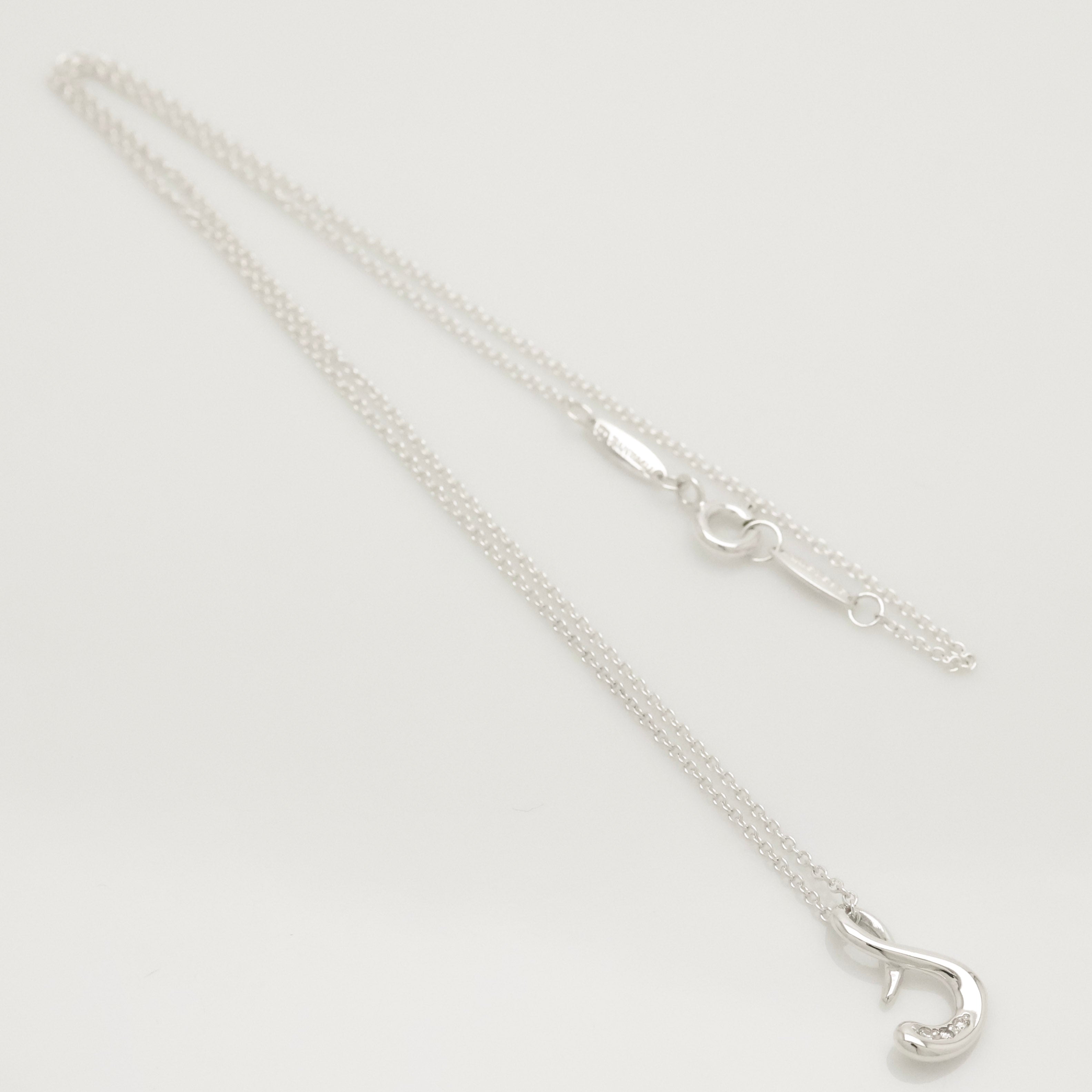 TIFFANY&Co. ノーツ レター S イニシャル 1P ダイヤモンド ネックレス AG925
