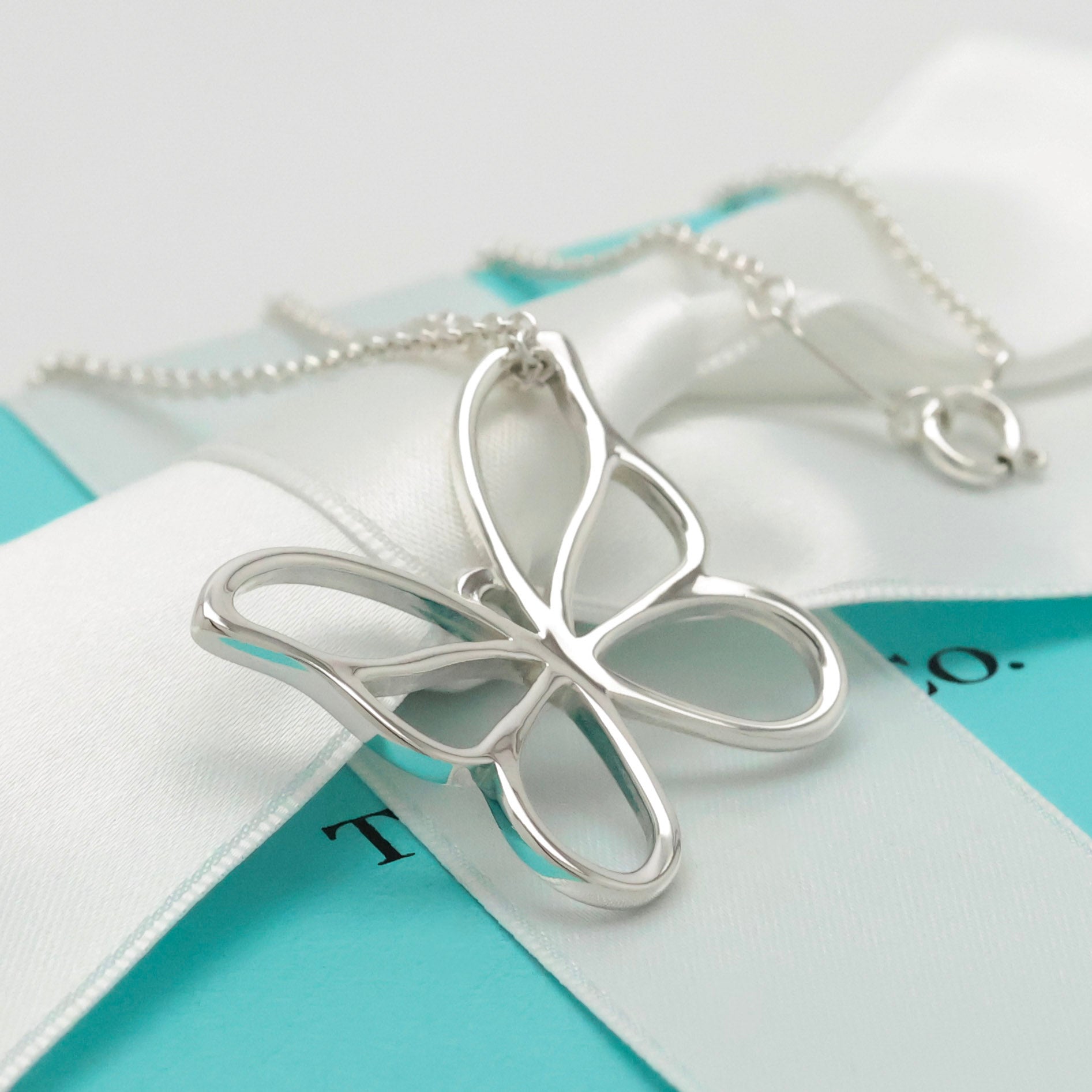 TIFFANY&Co. オープン バタフライ 蝶 ネックレス AG925