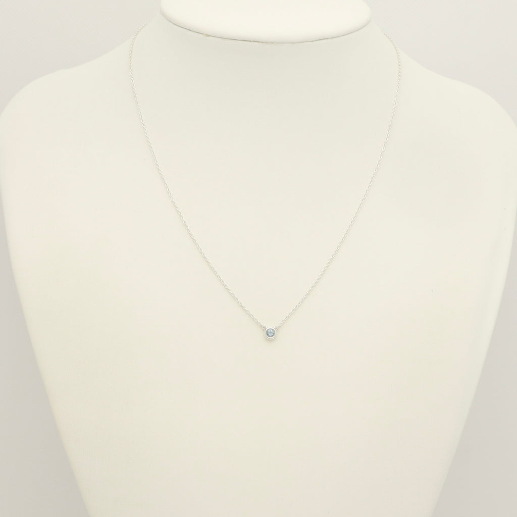 Tiffany & Co. By the Yard Aquamarine Sapphire Necklace Sterling Silver 925