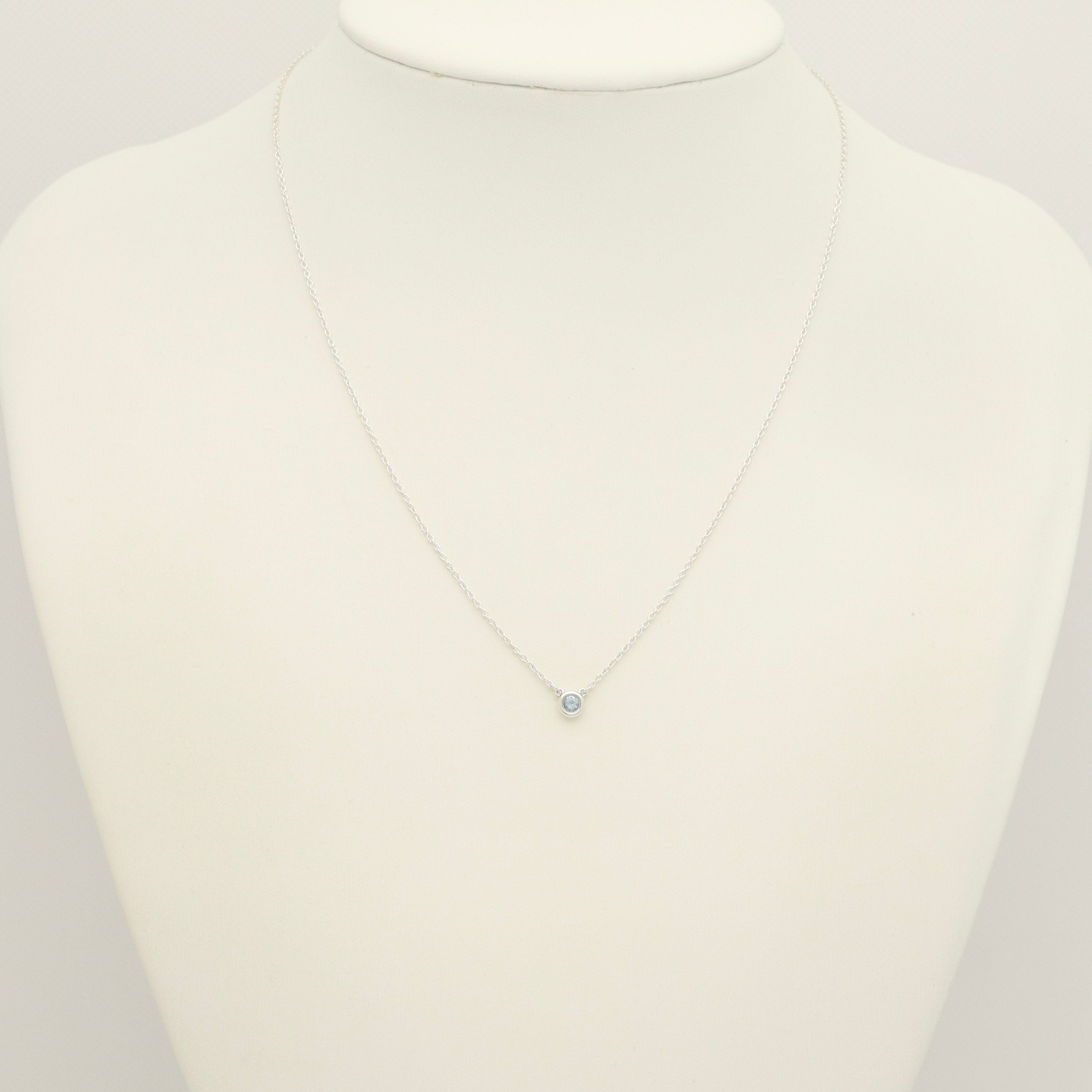 Tiffany & Co. By the Yard Aquamarine Sapphire Necklace Sterling Silver 925