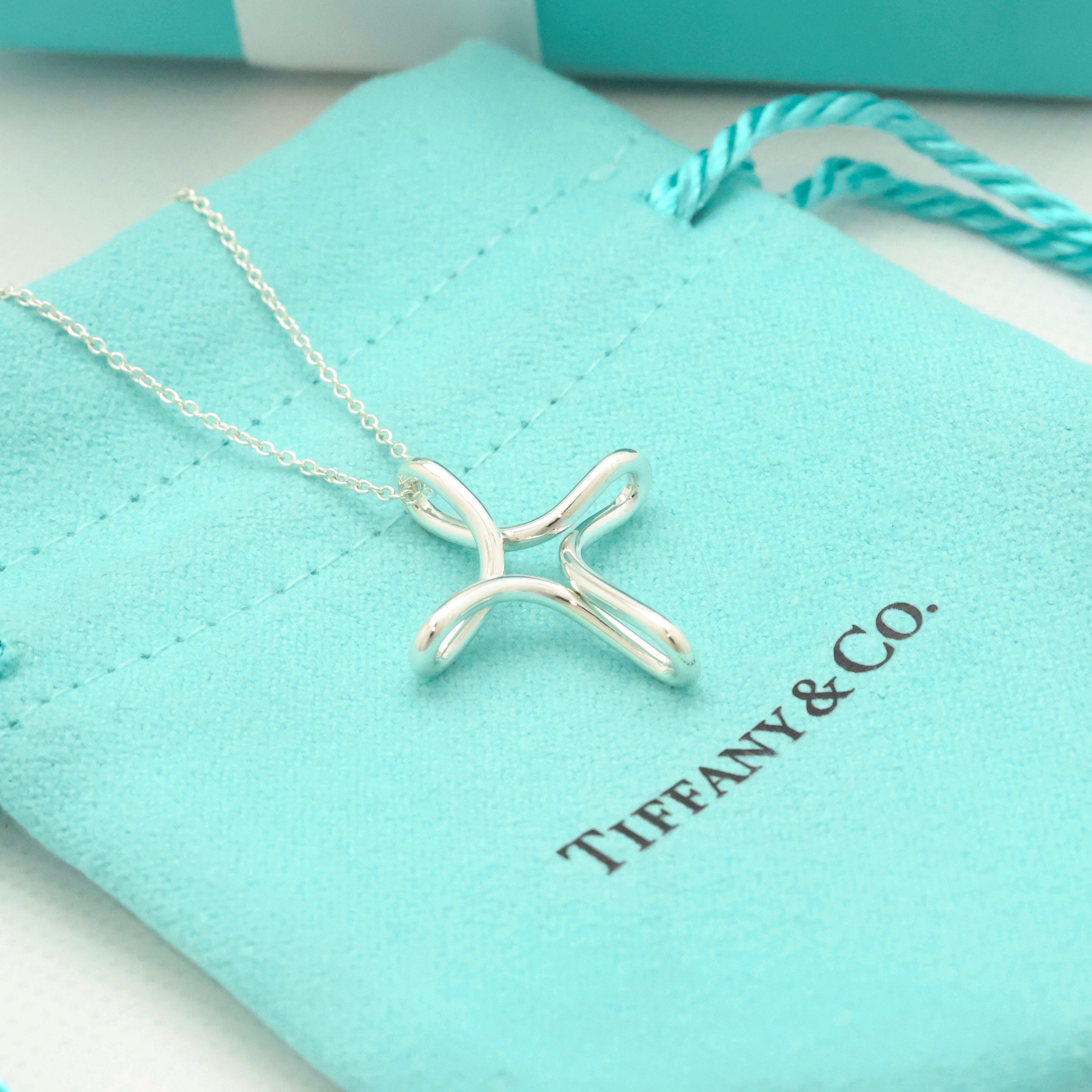  Tiffany & Co. Infinity Cross Necklace Pendant  Sterling Silver 925 
