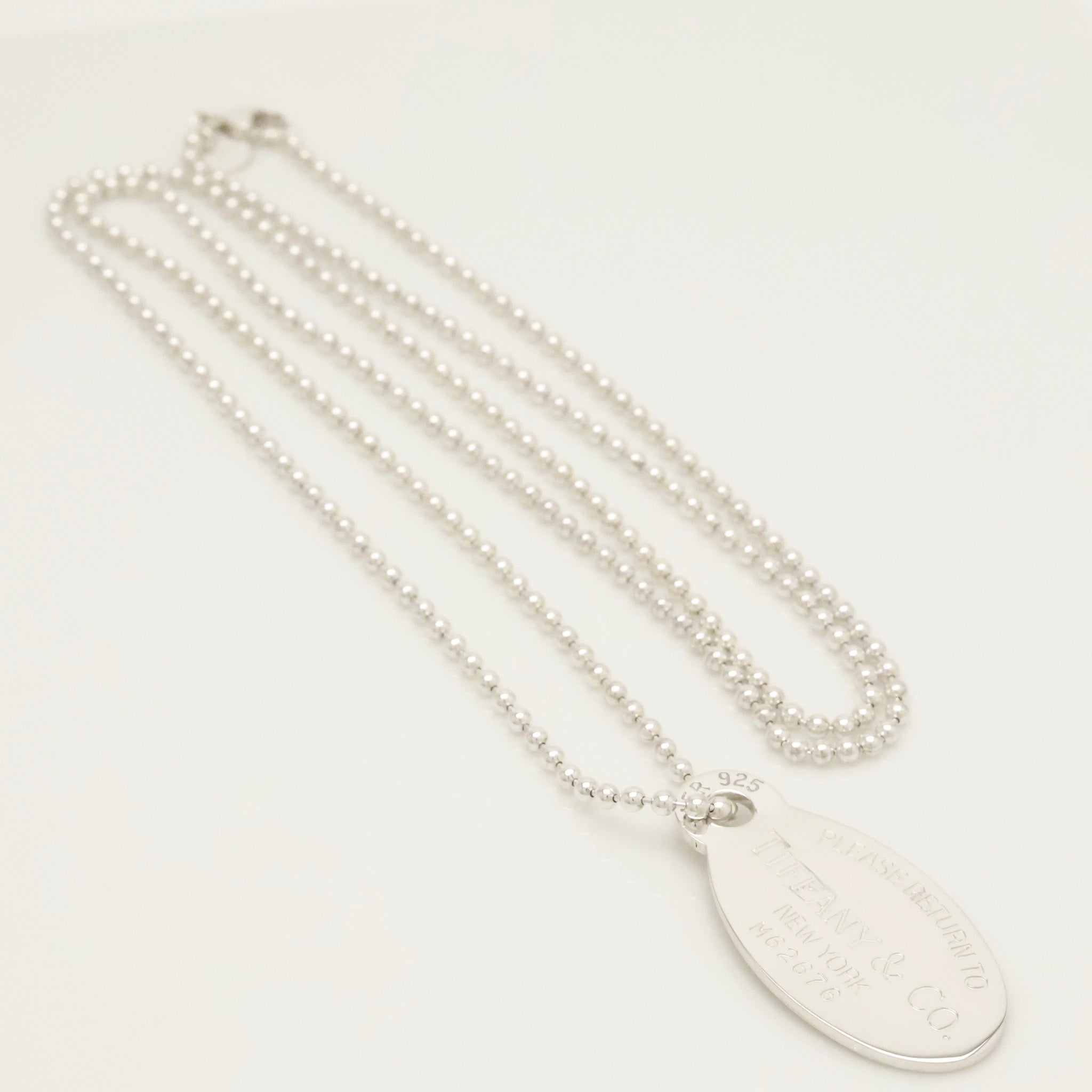 TIFFANY&Co.リターントゥ ティファニー オーバル タグ ボール チェーン ネックレス AG925