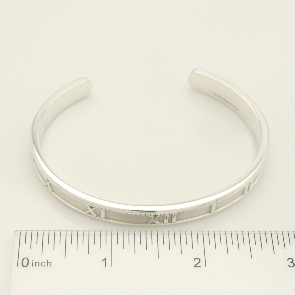 Tiffany & Co. Atlas Roman Numerals Cuff Bangle Bracelet Sterling Silver 925