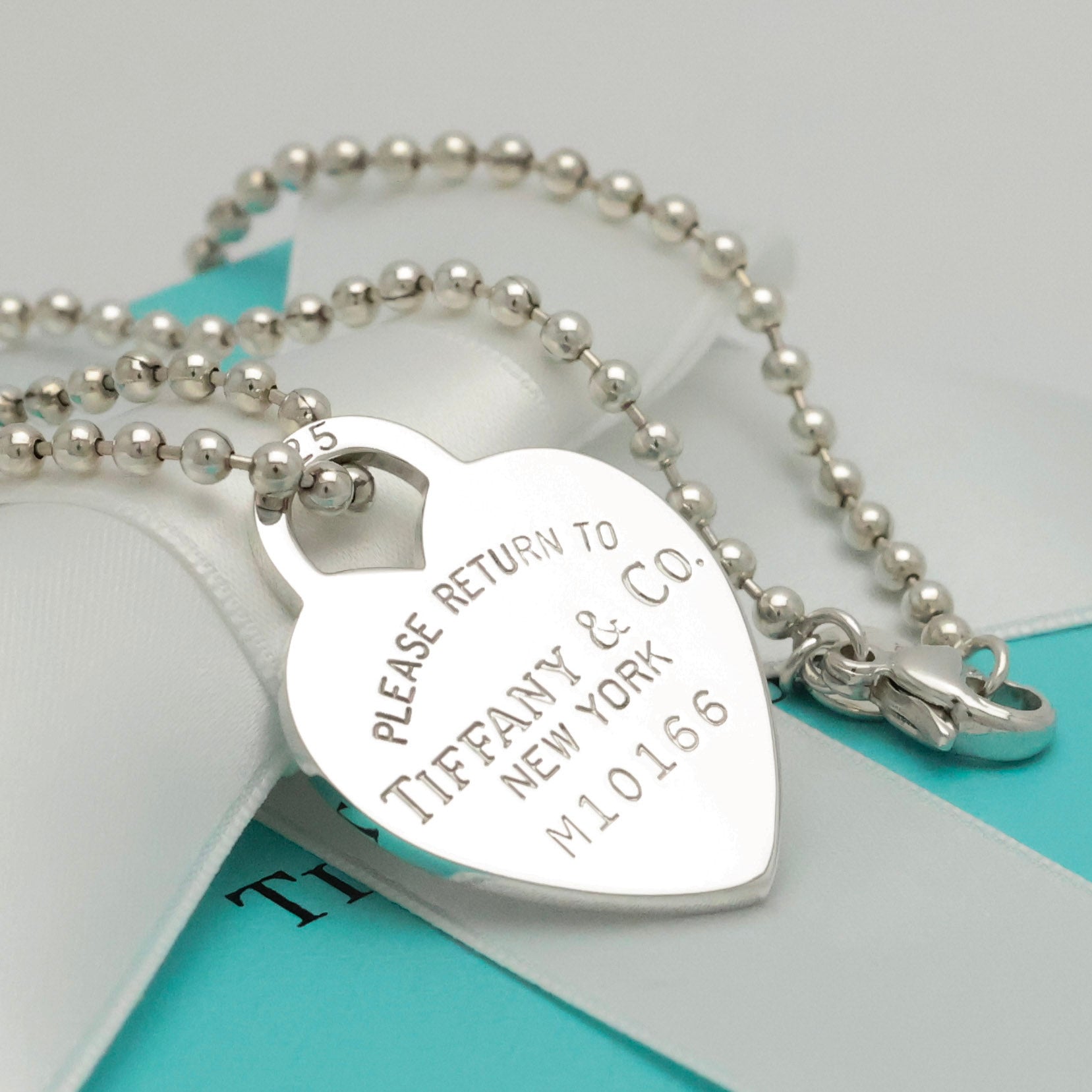 Tiffany & Co. Return to Heart Tag Long Chain Necklace Sterling Silver 925