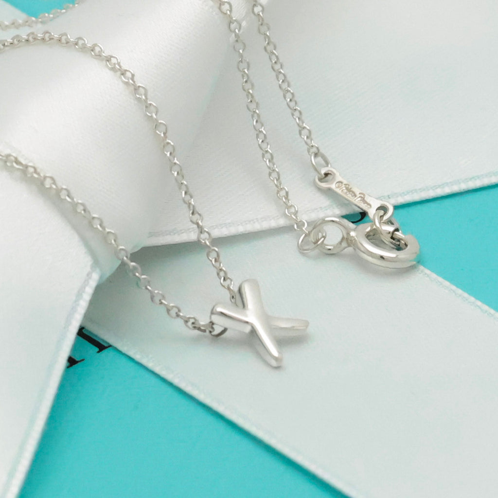 Tiffany & Co. Mini X Kiss Cross Pendant Necklace Sterling Silver 925 