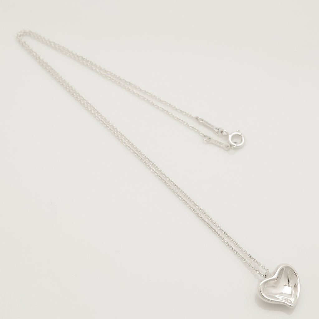 Tiffany & Co. Peretti Curved Full Heart Necklace Sterling Silver 925