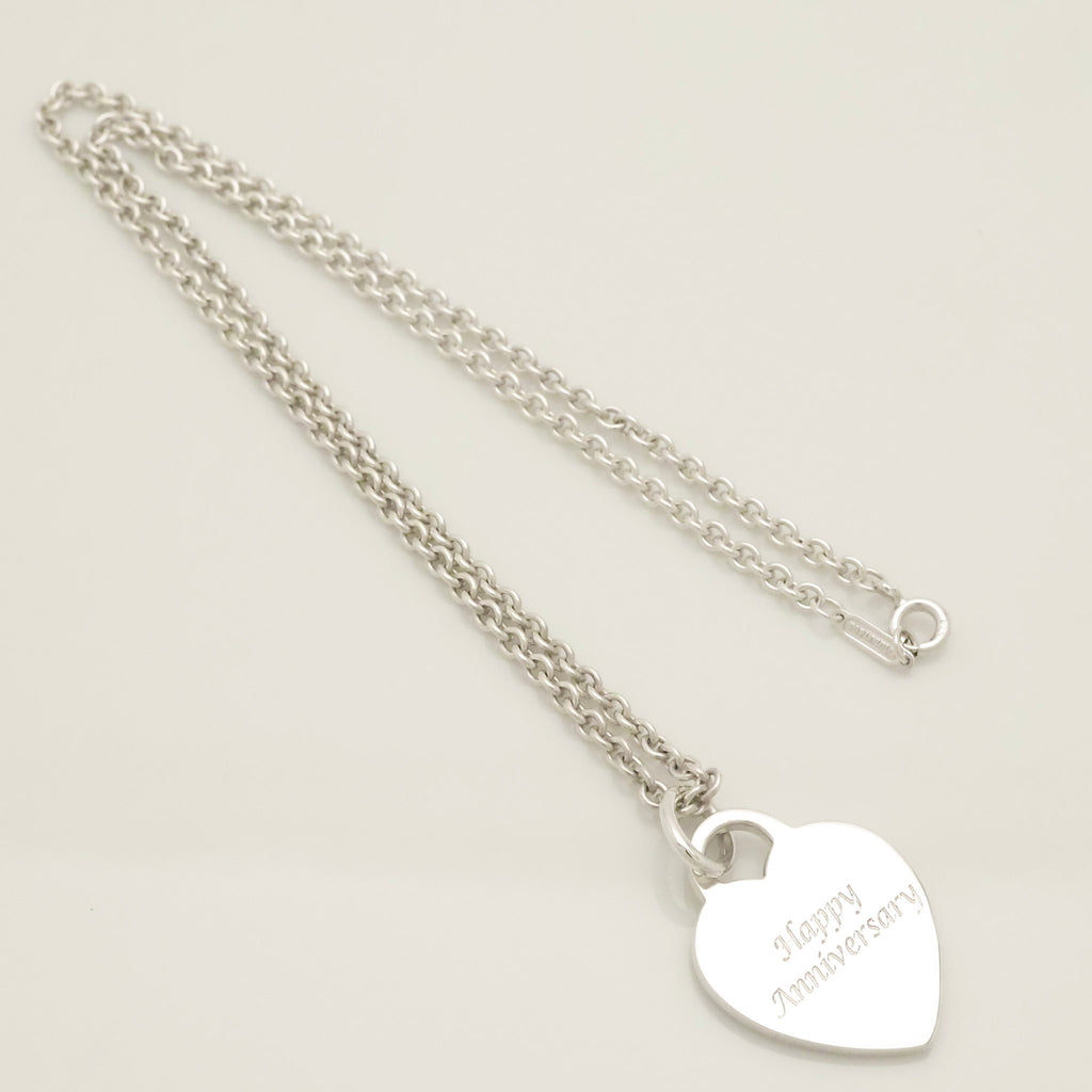 Tiffany & Co. Happy Anniversary Heart Tag Necklace Sterling Silver 925