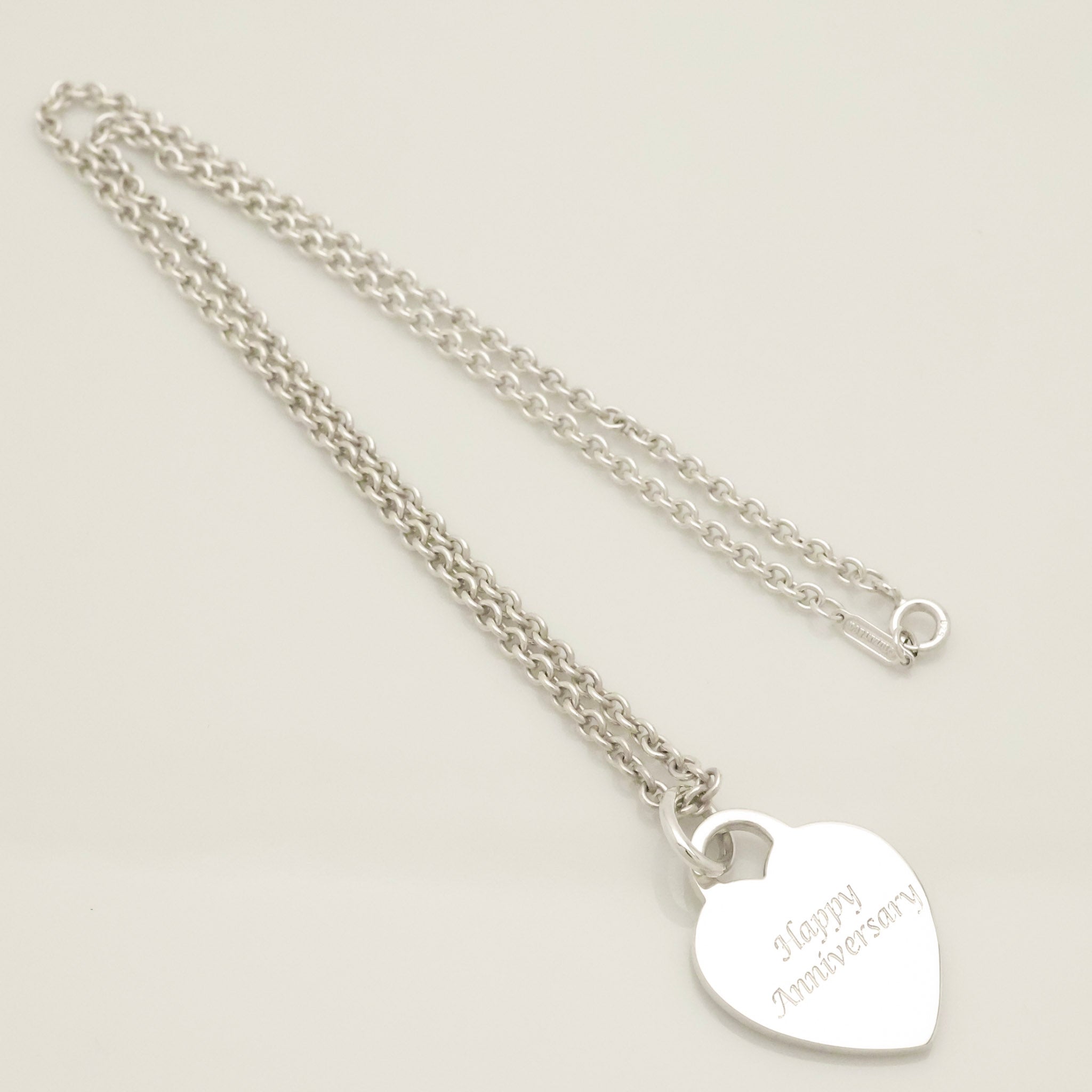 Tiffany & Co. Happy Anniversary Heart Tag Necklace Sterling Silver 925