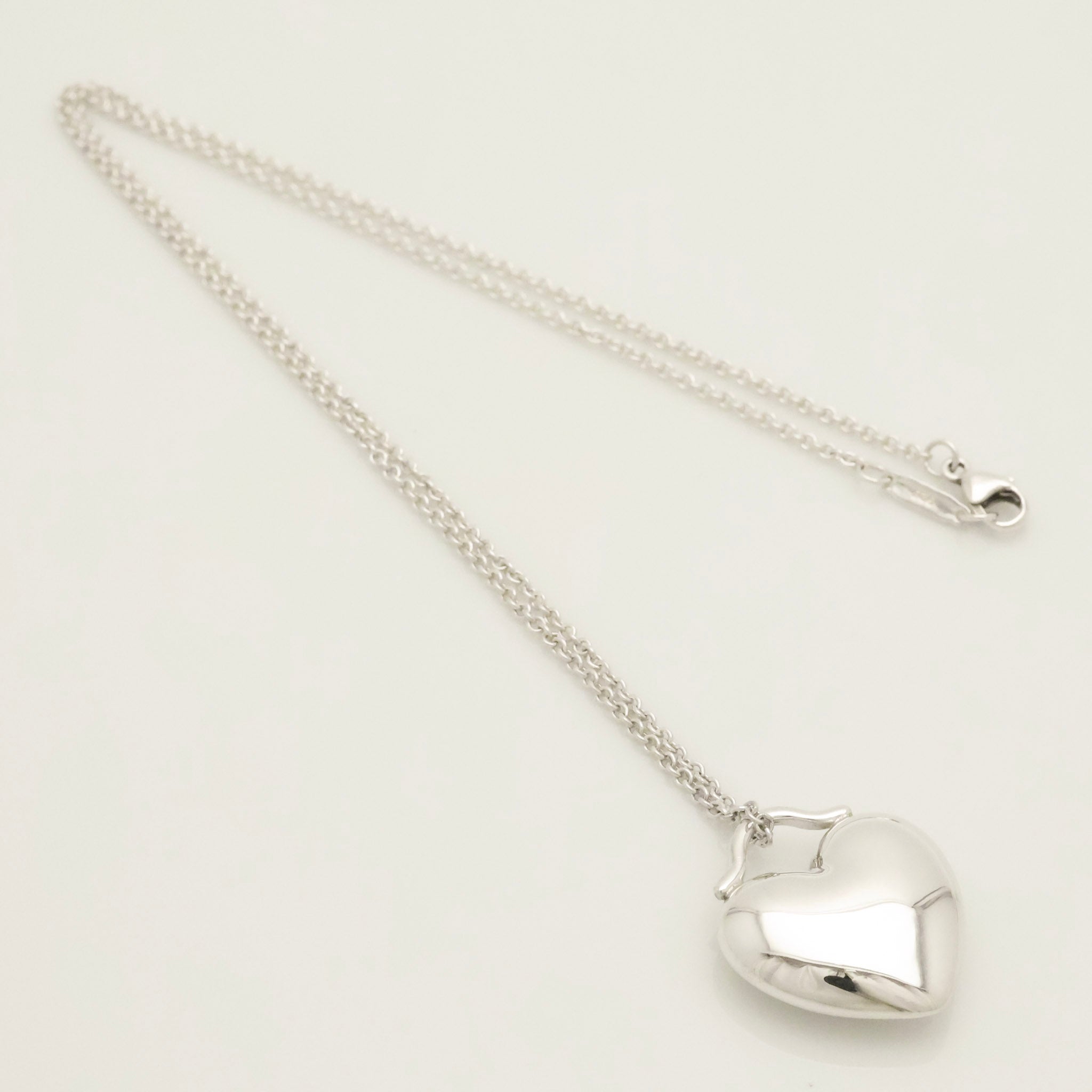  Tiffany & Co. Puff Heart Pendant Necklace Sterling Silver 925