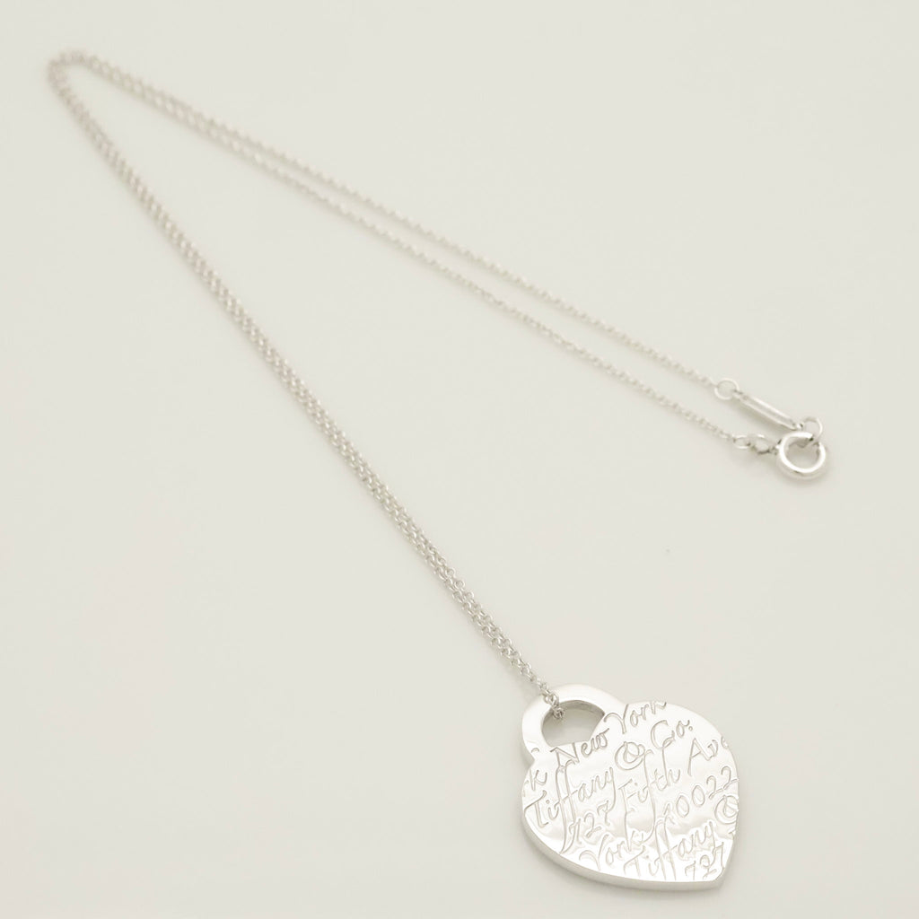 Tiffany & Co. Notes New York Heart Tag Pendant Necklace Sterling Silver 925