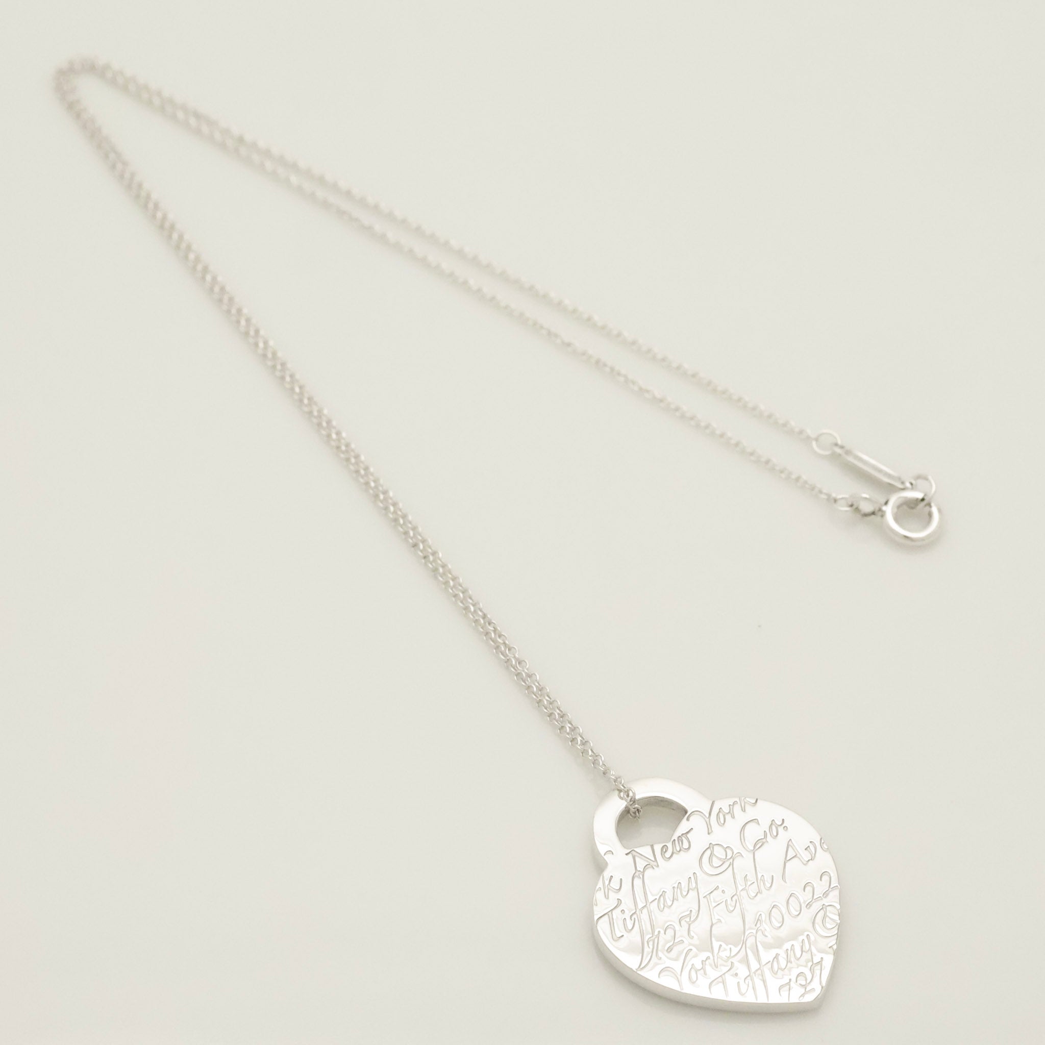 Tiffany & Co. Notes New York Heart Tag Pendant Necklace Sterling Silver 925