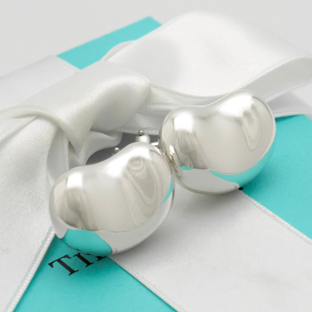 Tiffany & Co. Large Peretti 20mm Bean Clip-On Earrings Sterling Silver 925