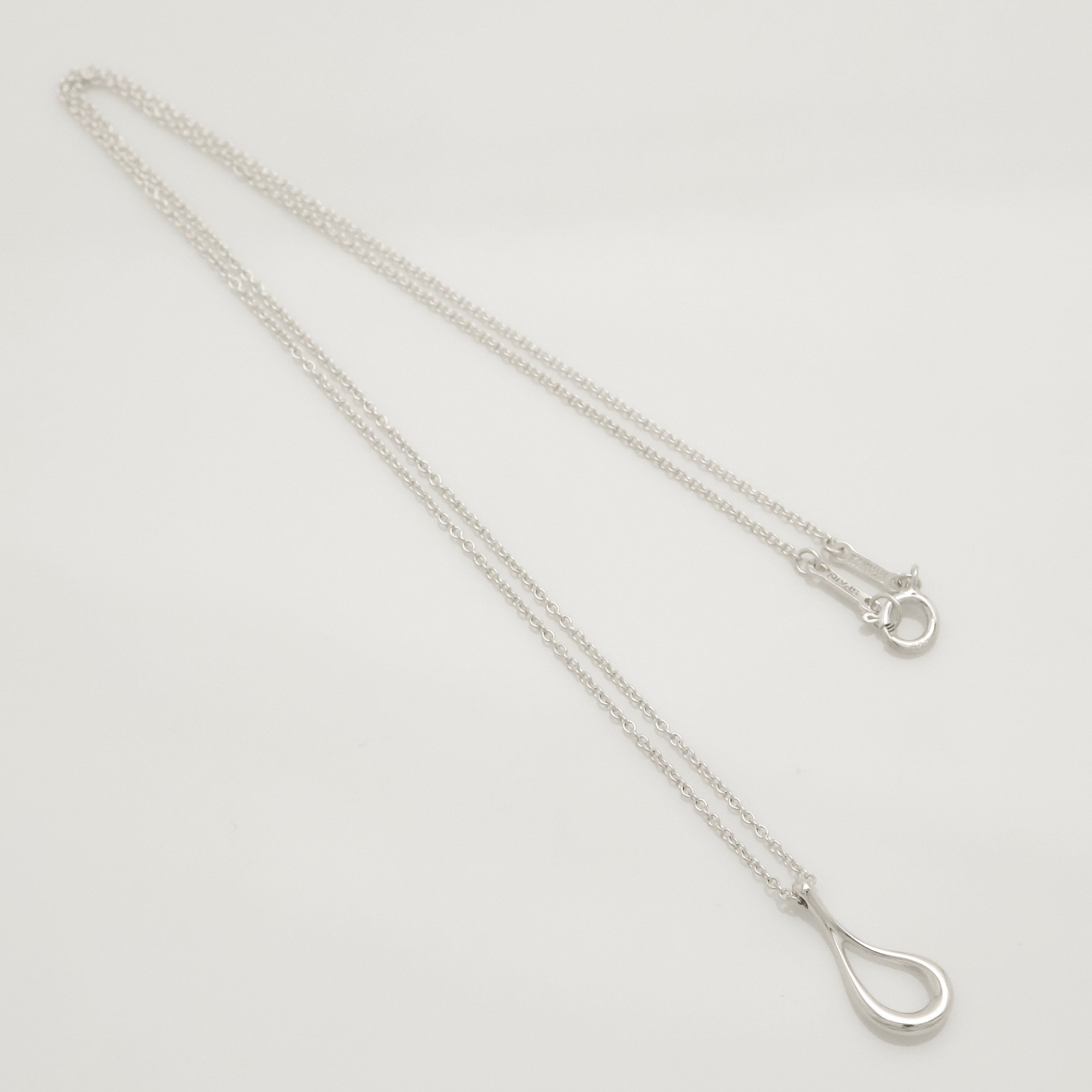  Tiffany & Co. Open Teardrop Necklace Pendant Sterling Silver 925 