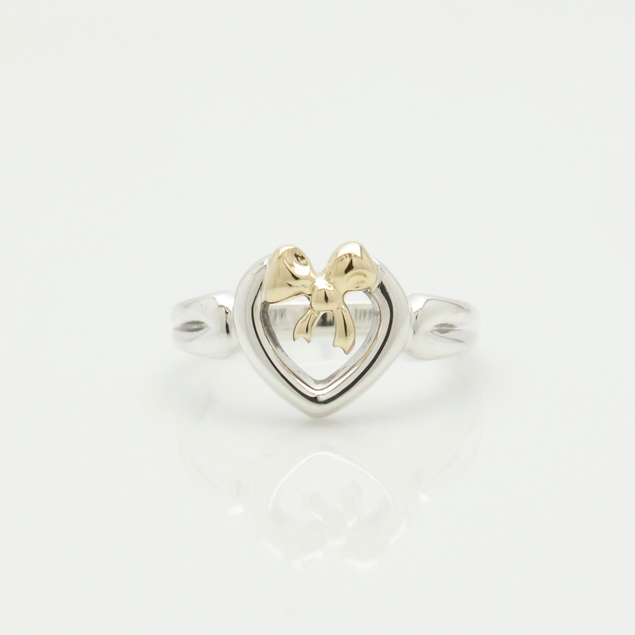 Tiffany & Co. Ribbon Bow Heart Ring  Gold &  Sterling Silver 925