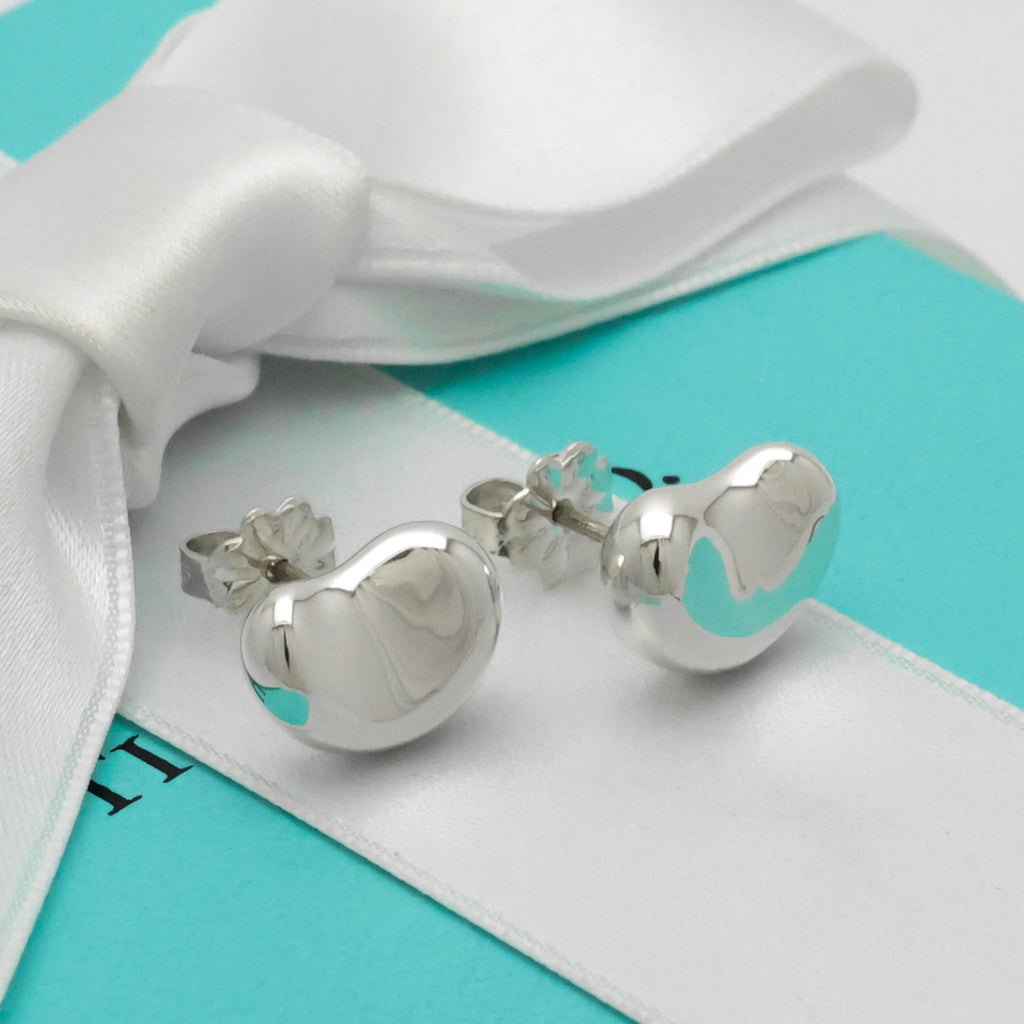 Tiffany & Co. Elsa Peretti Bean Design Earrings Sterling Silver 925